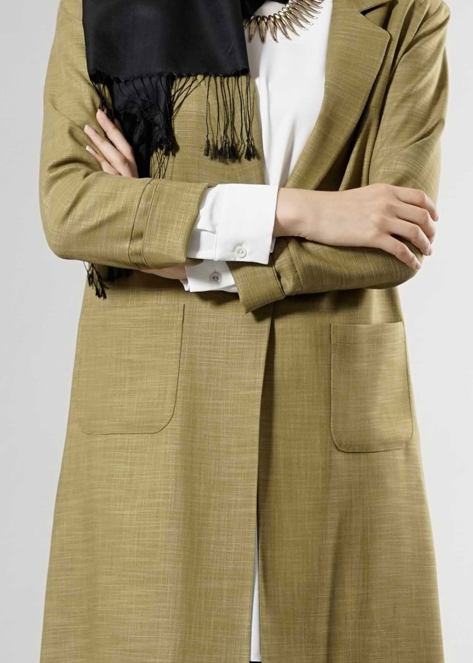 Tesettür giyim YEŞİL 4525 New Shine Tesettür Ceket 38/46 TEK40