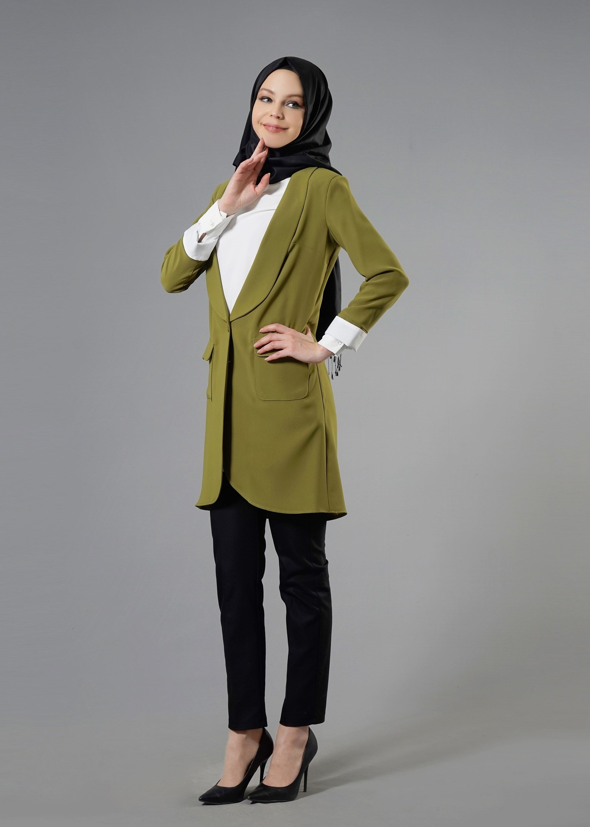Tesettür giyim YEŞİL 4526 3731 Tesettür Ceket 36/44(38-40) TEK42