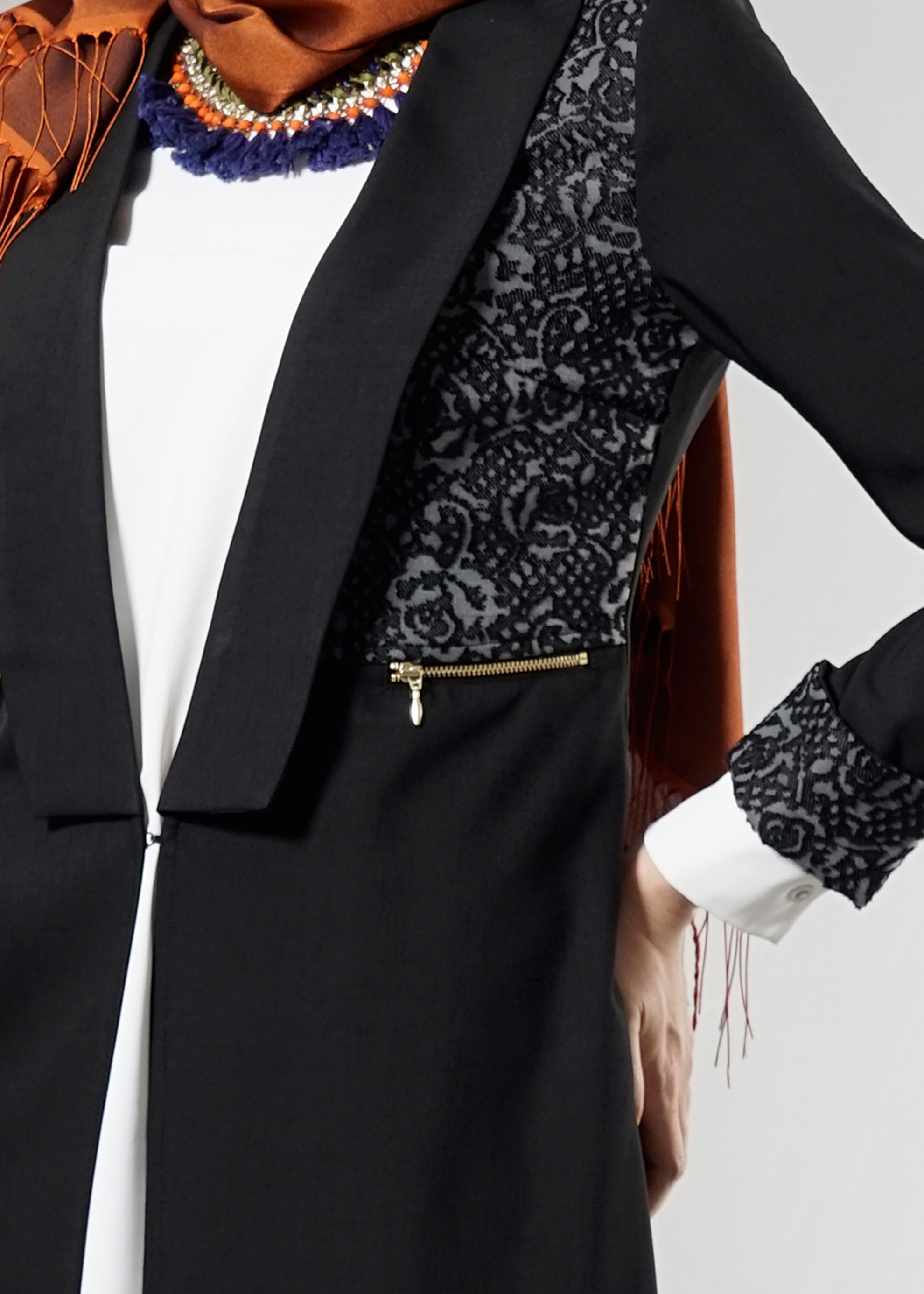 Tesettür giyim SİYAH 4527 Yoga Tesettür Ceket 38/44 TEK40