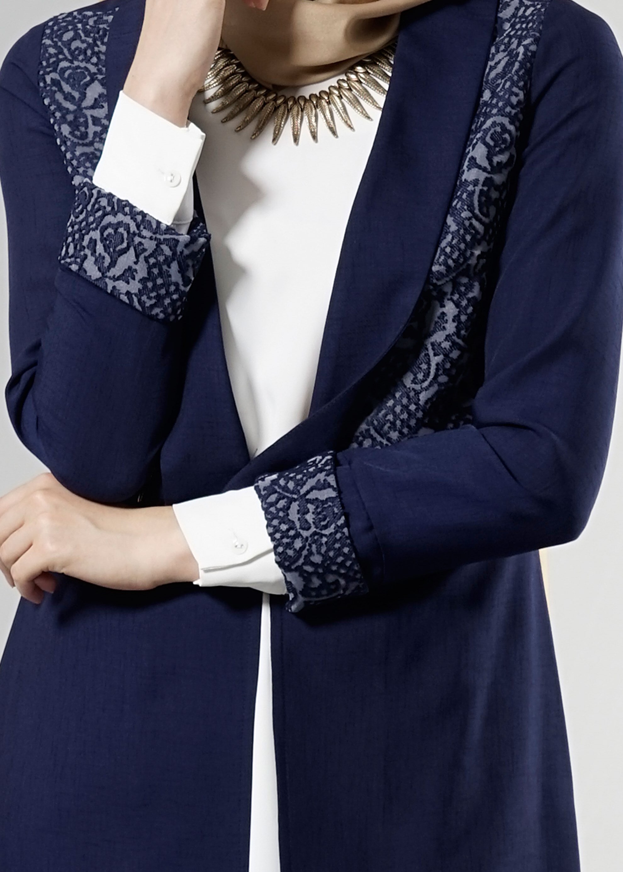 Tesettür giyim LACİVERT 4527 Yoga Tesettür Ceket 38/44 TEK40