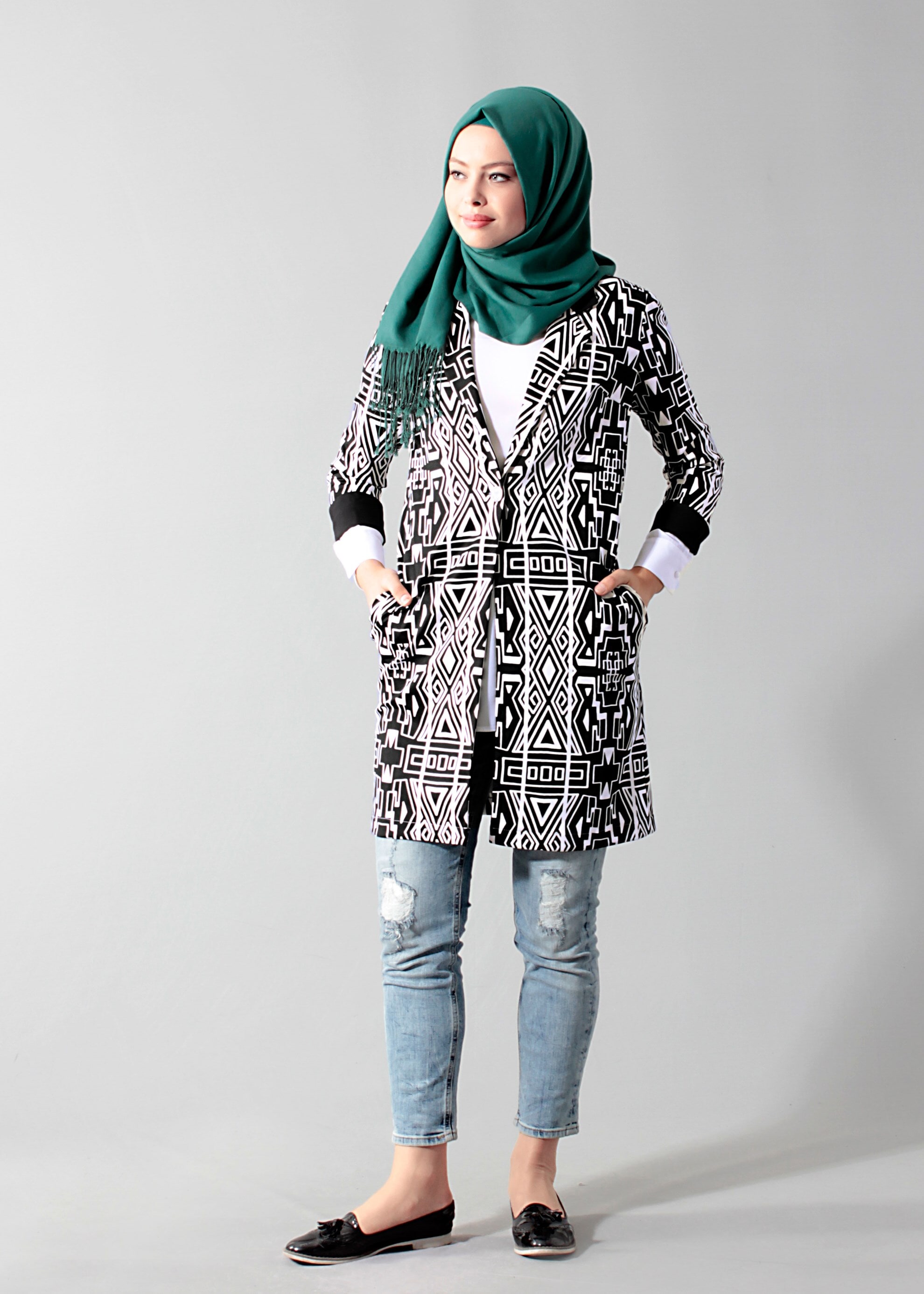 Tesettür giyim SİYAH 4580 DALGIÇ 9566 CEKET 38/44