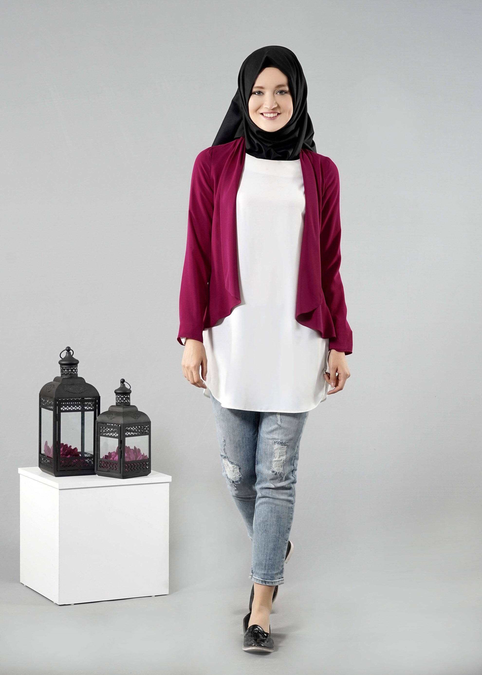Tesettür giyim FUŞYA 4615 6277 Tesettür Ceket 36/42 TEK38