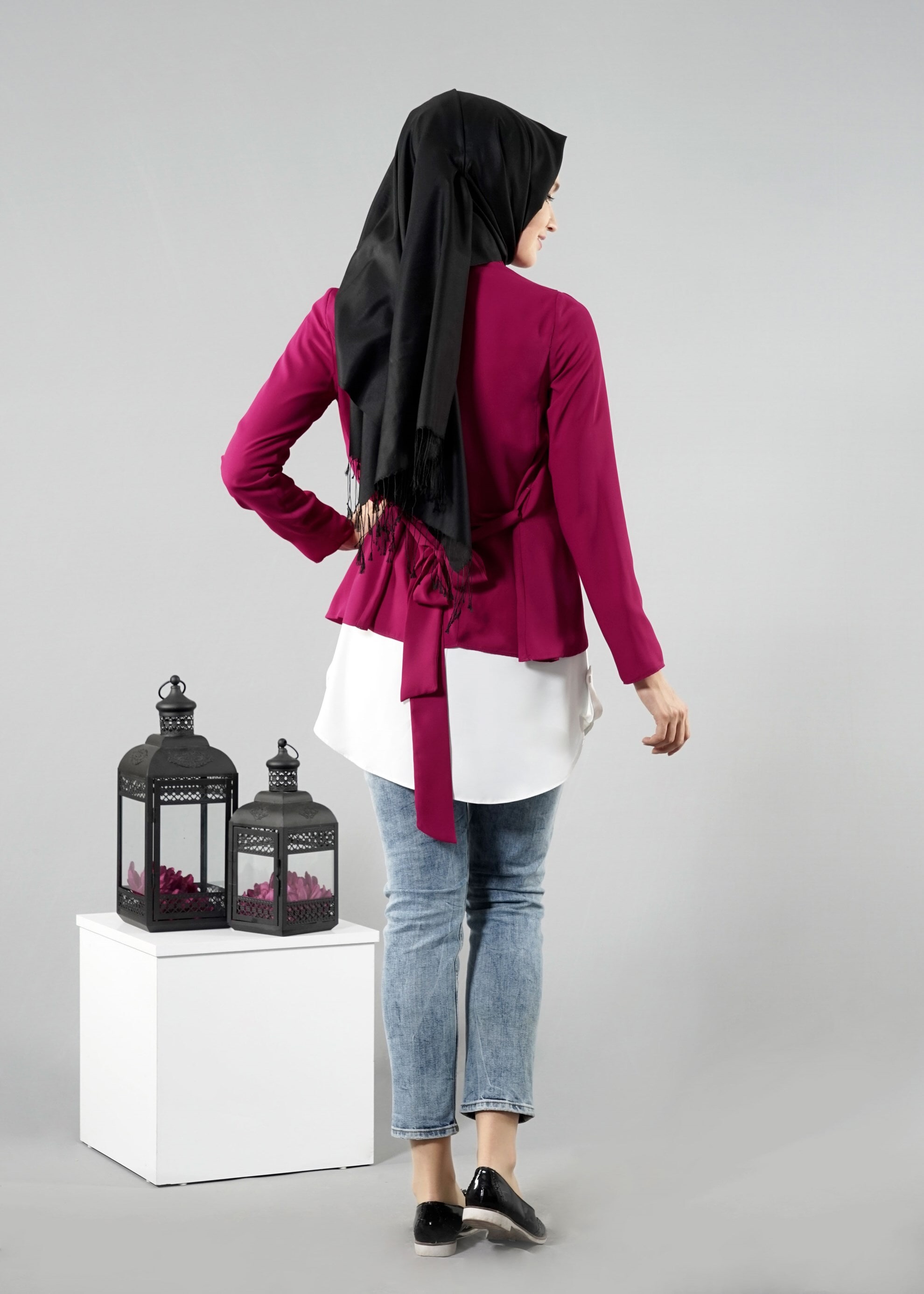 Tesettür giyim FUŞYA 4615 6277 Tesettür Ceket 36/42 TEK38