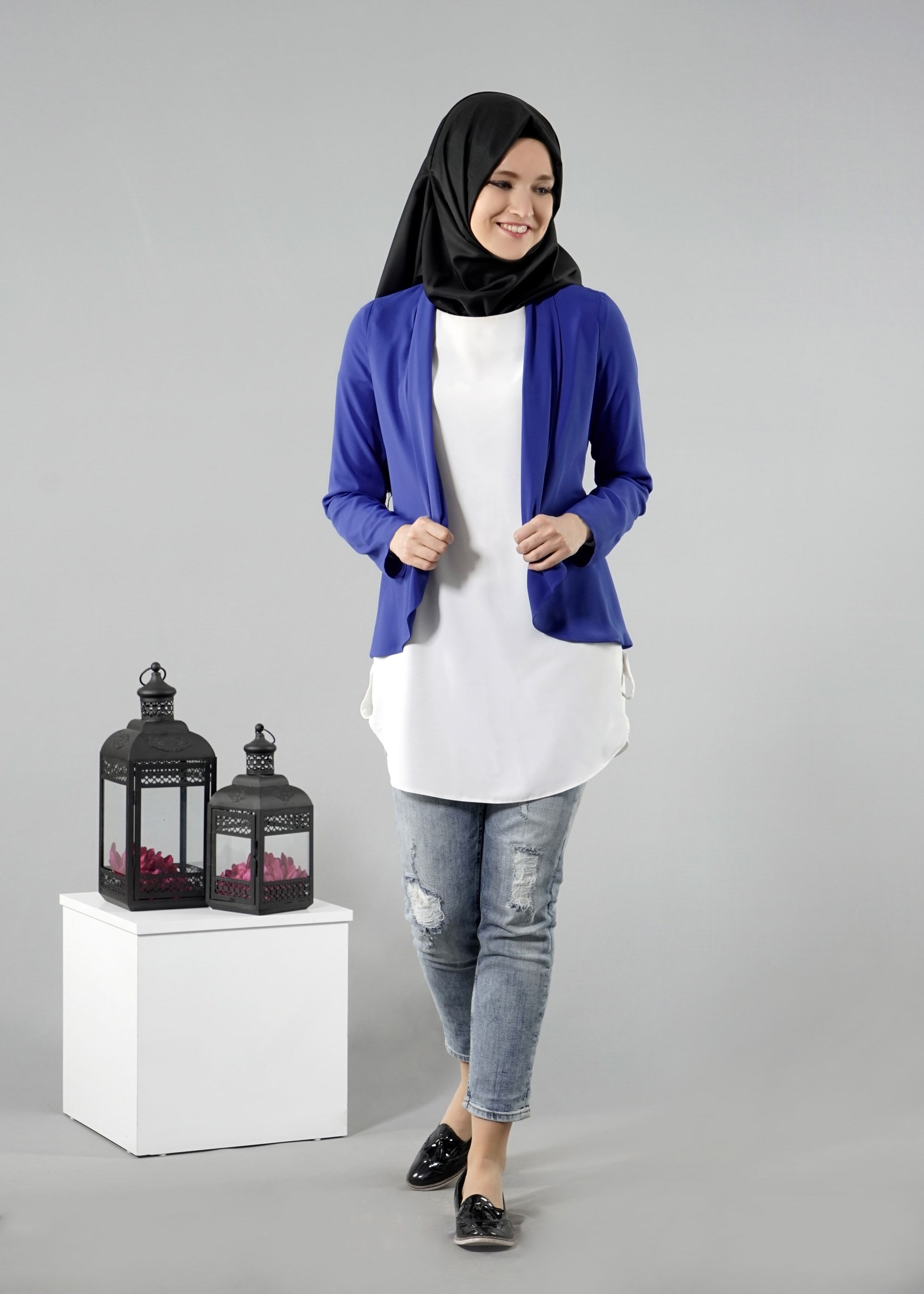 Tesettür giyim LACİVERT 4615 6277 Tesettür Ceket 36/42 TEK38