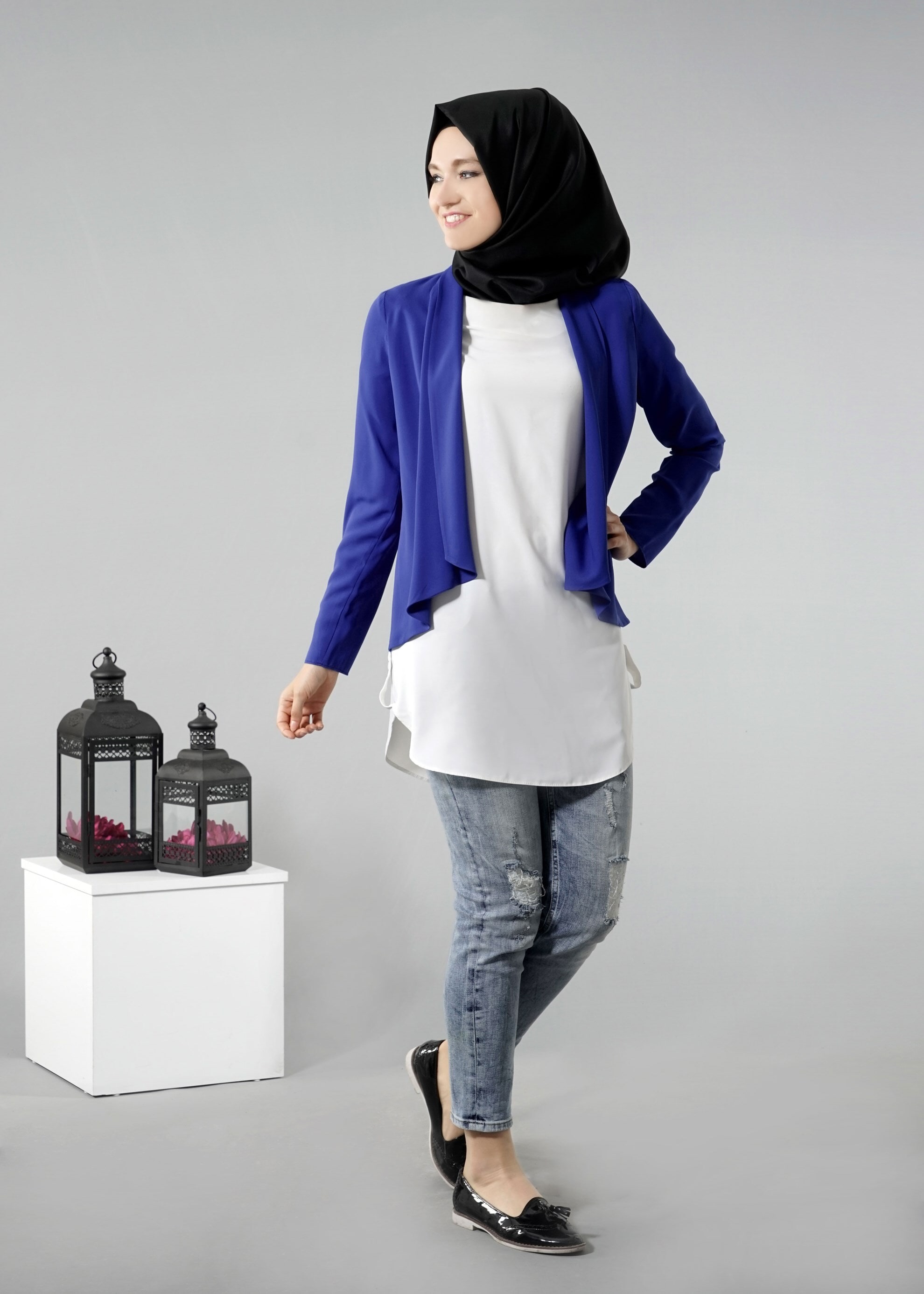 Tesettür giyim LACİVERT 4615 6277 Tesettür Ceket 36/42 TEK38