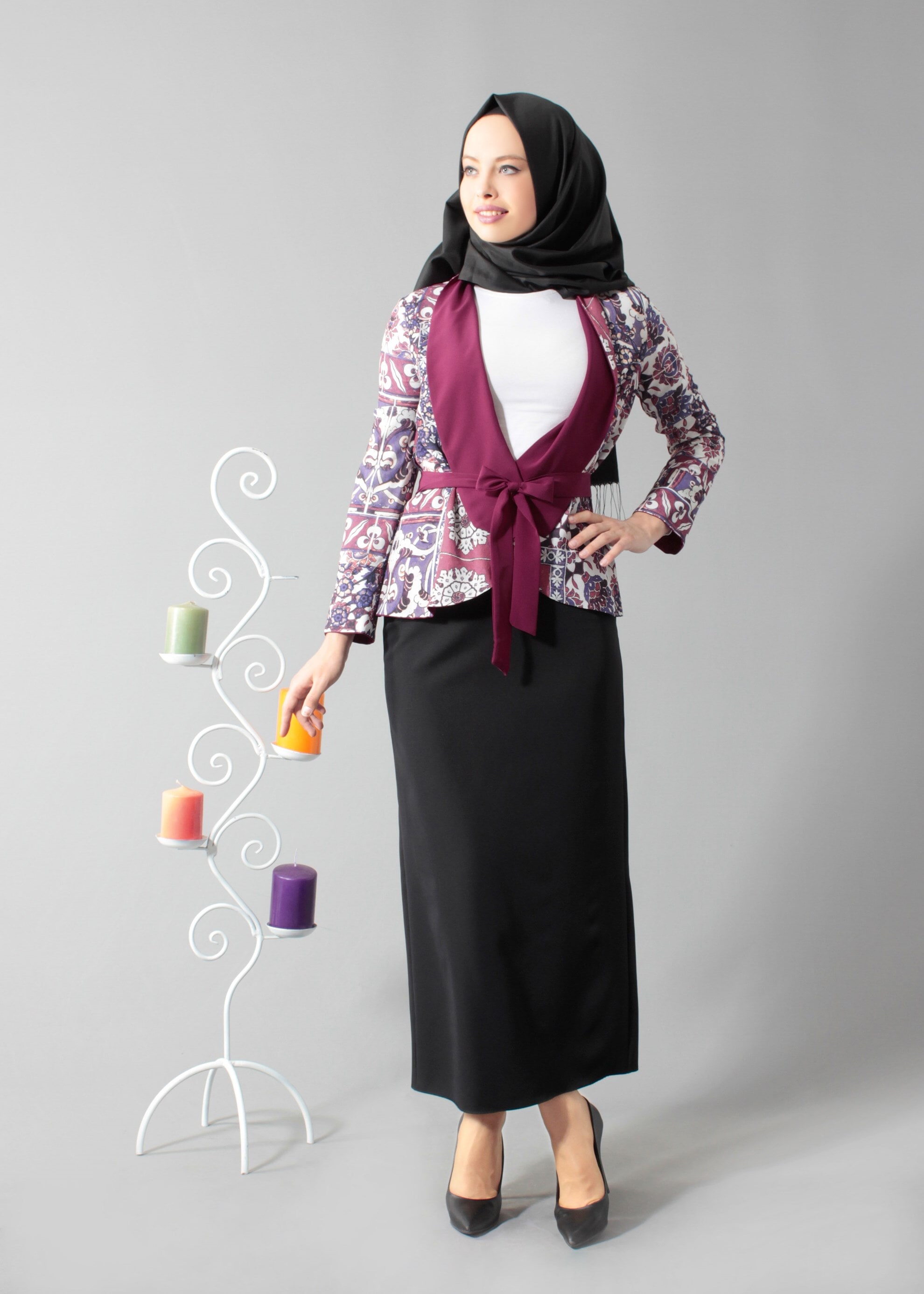 Tesettür giyim MOR 4650 Burble Crep 7934 Tesettür Ceket 36/42(38) TEK40