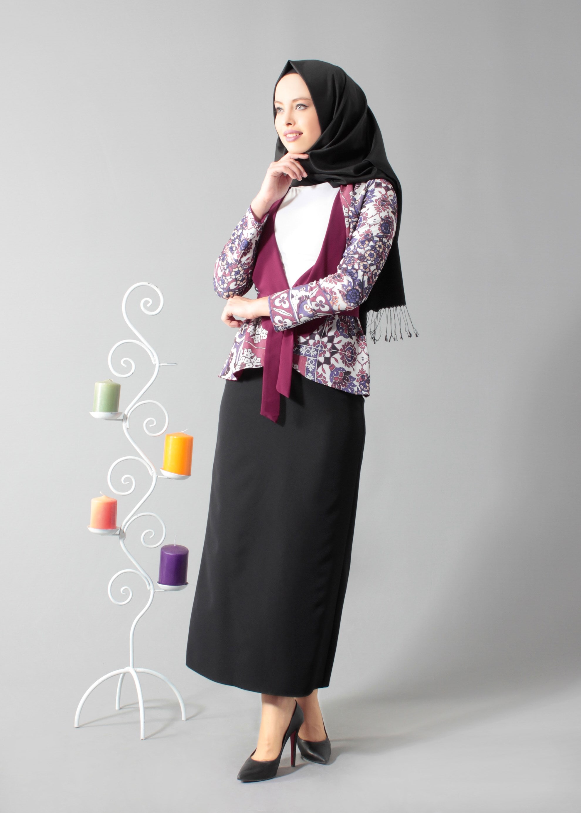 Tesettür giyim MOR 4650 Burble Crep 7934 Tesettür Ceket 36/42(38) TEK40