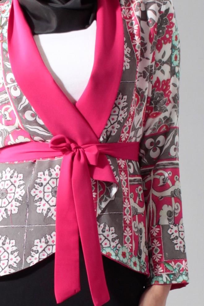 Hijab clothing FUCHSIA 4650 Burble Crep 7934 Tesettür Ceket 36/42(38) TEK40 - ALVİNA