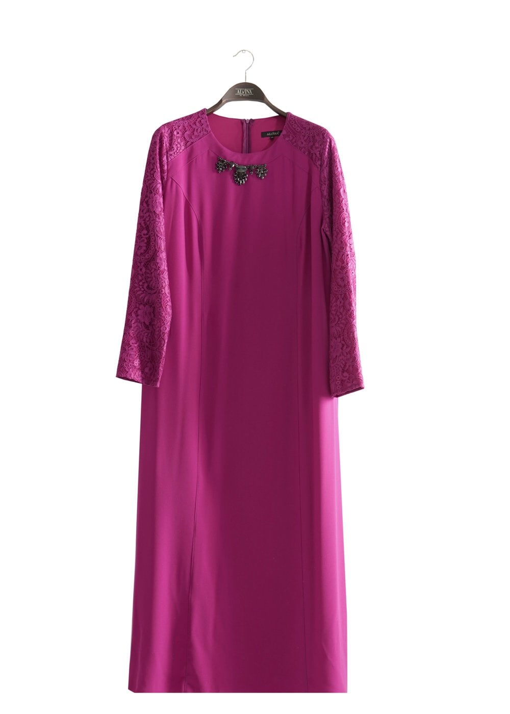 Hijab clothing PURPLE 2595 Duru Crep Tesettür Elbise 44/48 TEK42