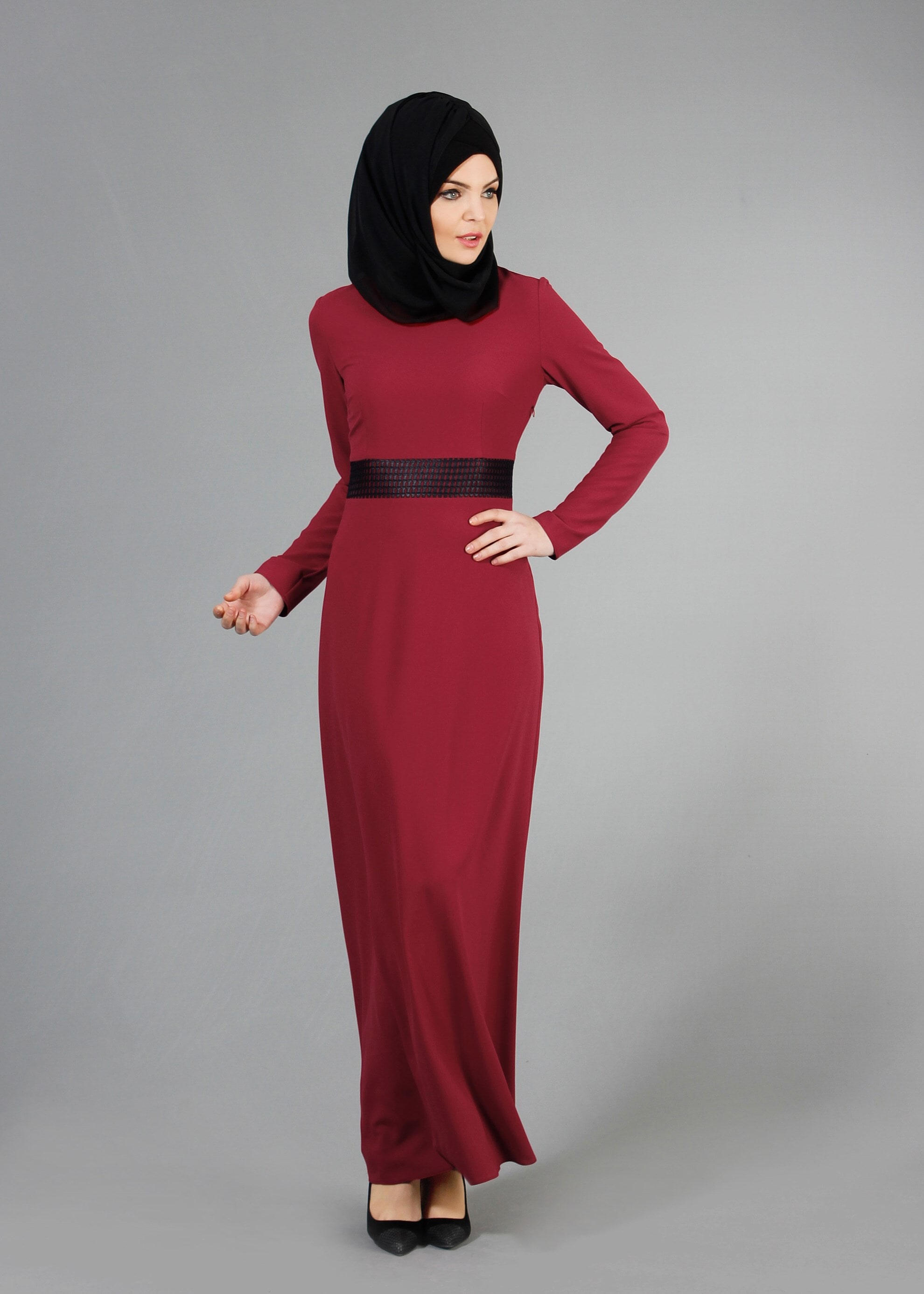 Tesettür giyim BORDO 4227 Camila Tesettür Elbise 36/44(38/40) TEK40-42
