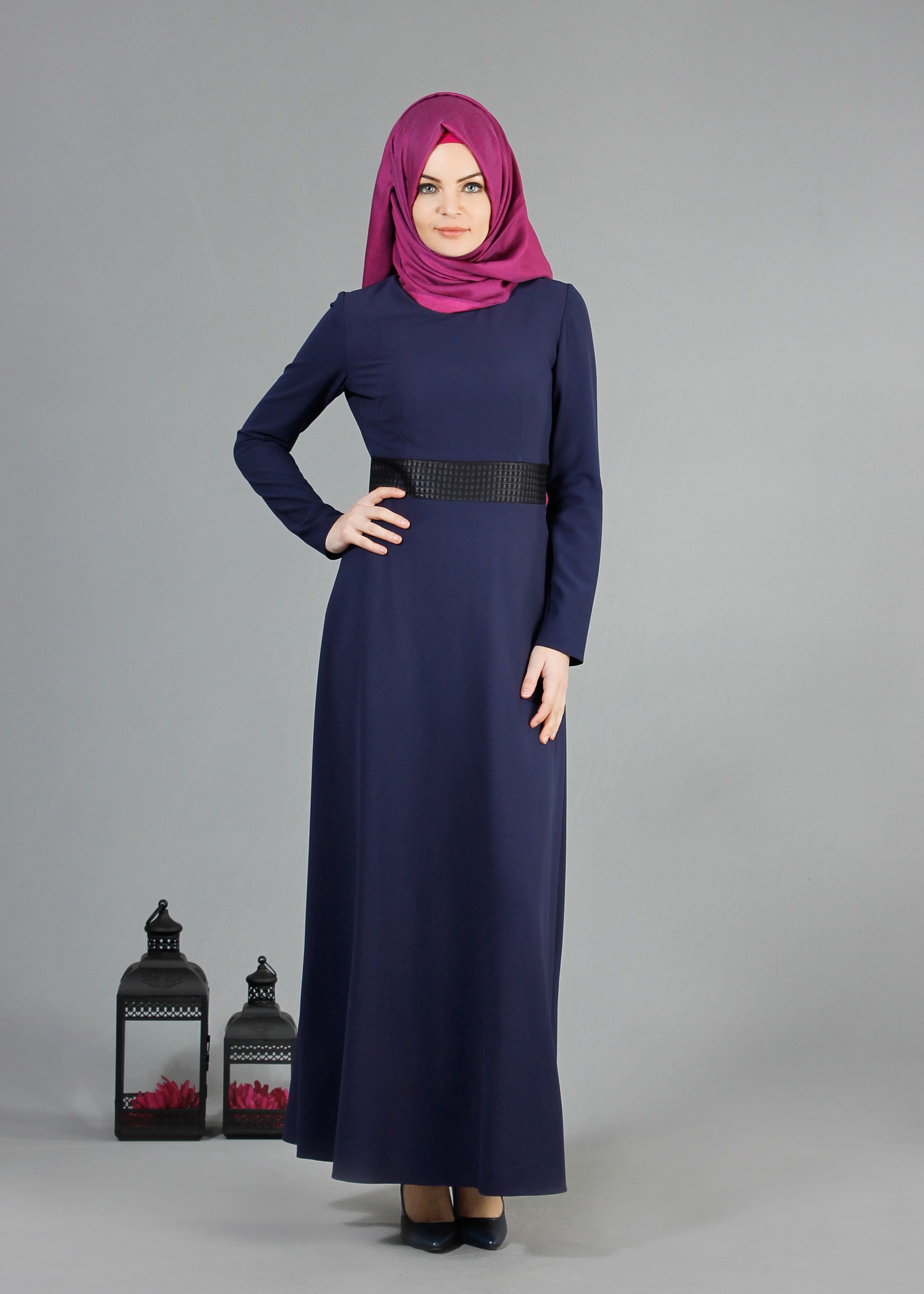 Tesettür giyim LACİVERT 4227 Camila Tesettür Elbise 36/44(38/40) TEK40-42