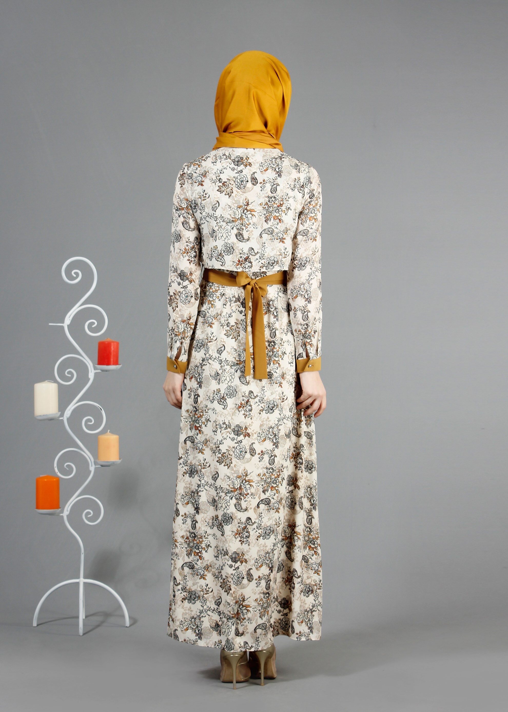 Tesettür giyim GRİ 4228 Maglia Tesettür Elbise 36/42(38/40) TEK38