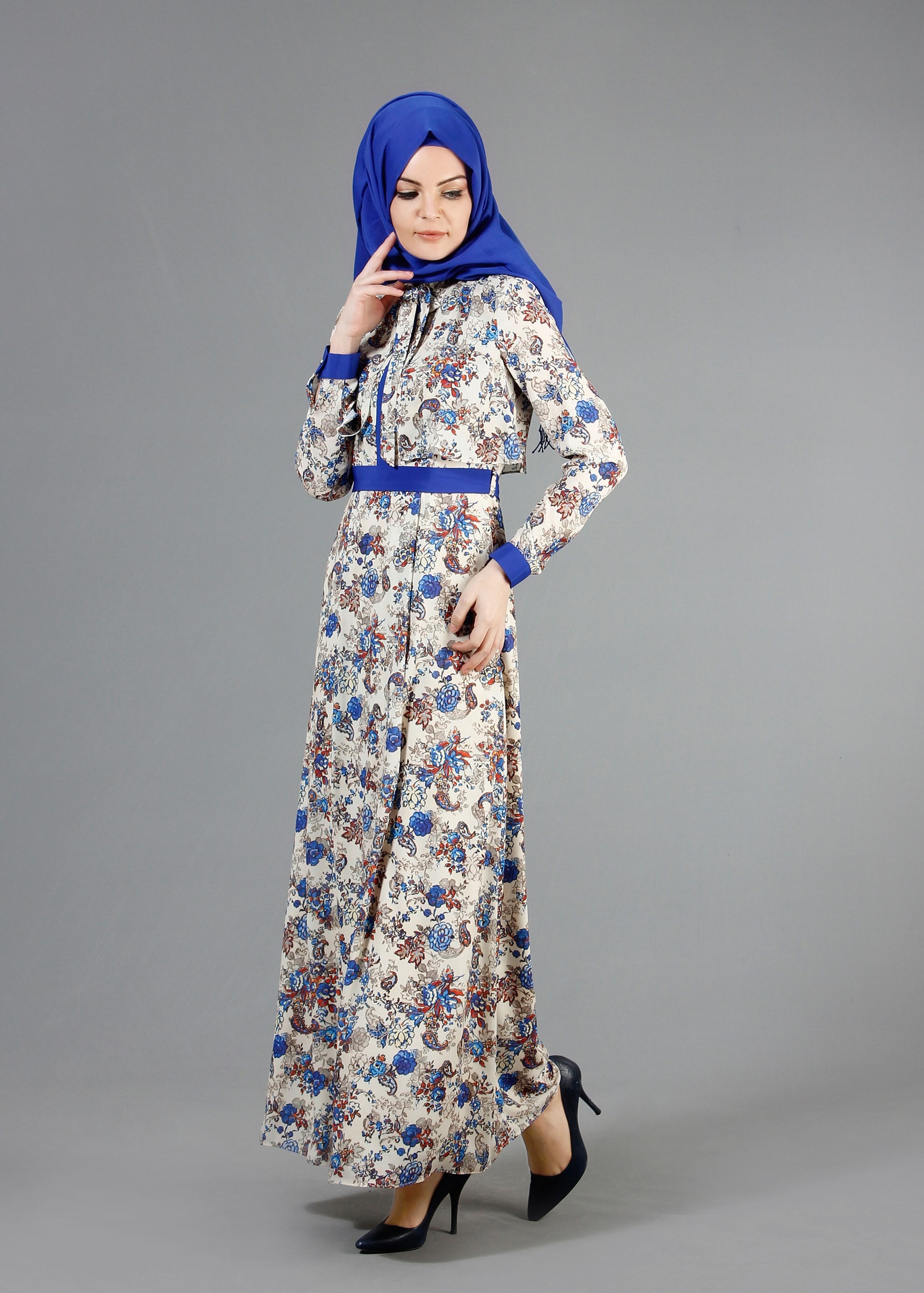 Tesettür giyim LACİVERT 4228 Maglia Tesettür Elbise 36/42(38/40) TEK38