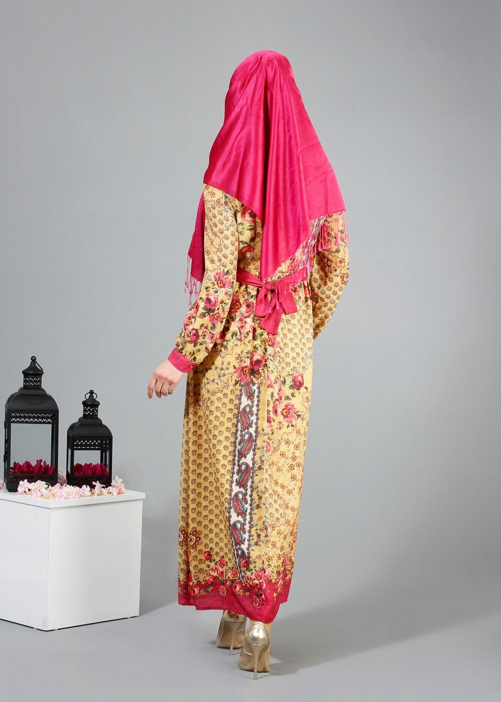 Tesettür giyim SARI 4251 Maglia Tesettür Elbise 36/44(38/40)