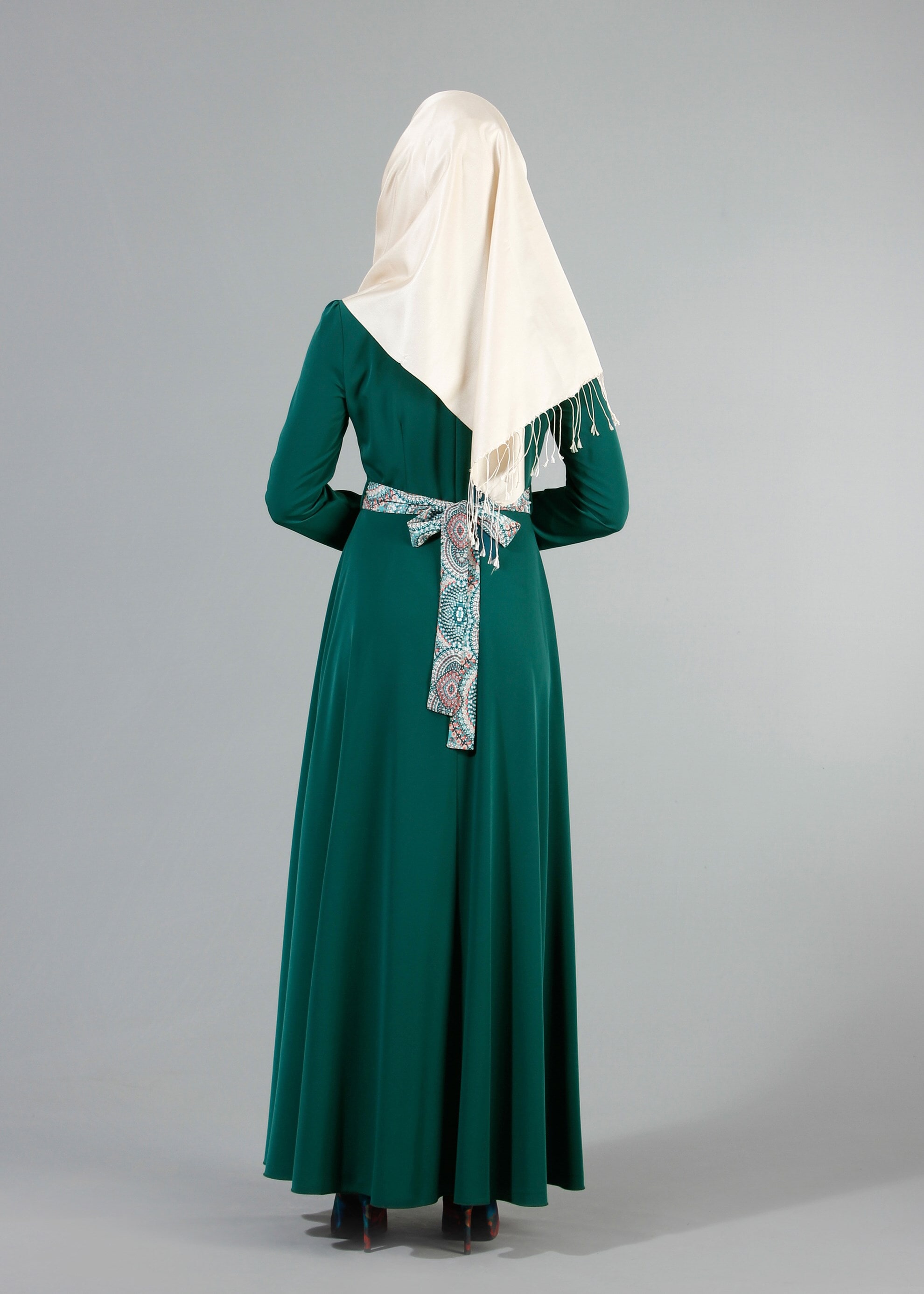 Tesettür giyim YEŞİL 4253 Criss Tesettür Elbise 38/46(38/40) TEK42