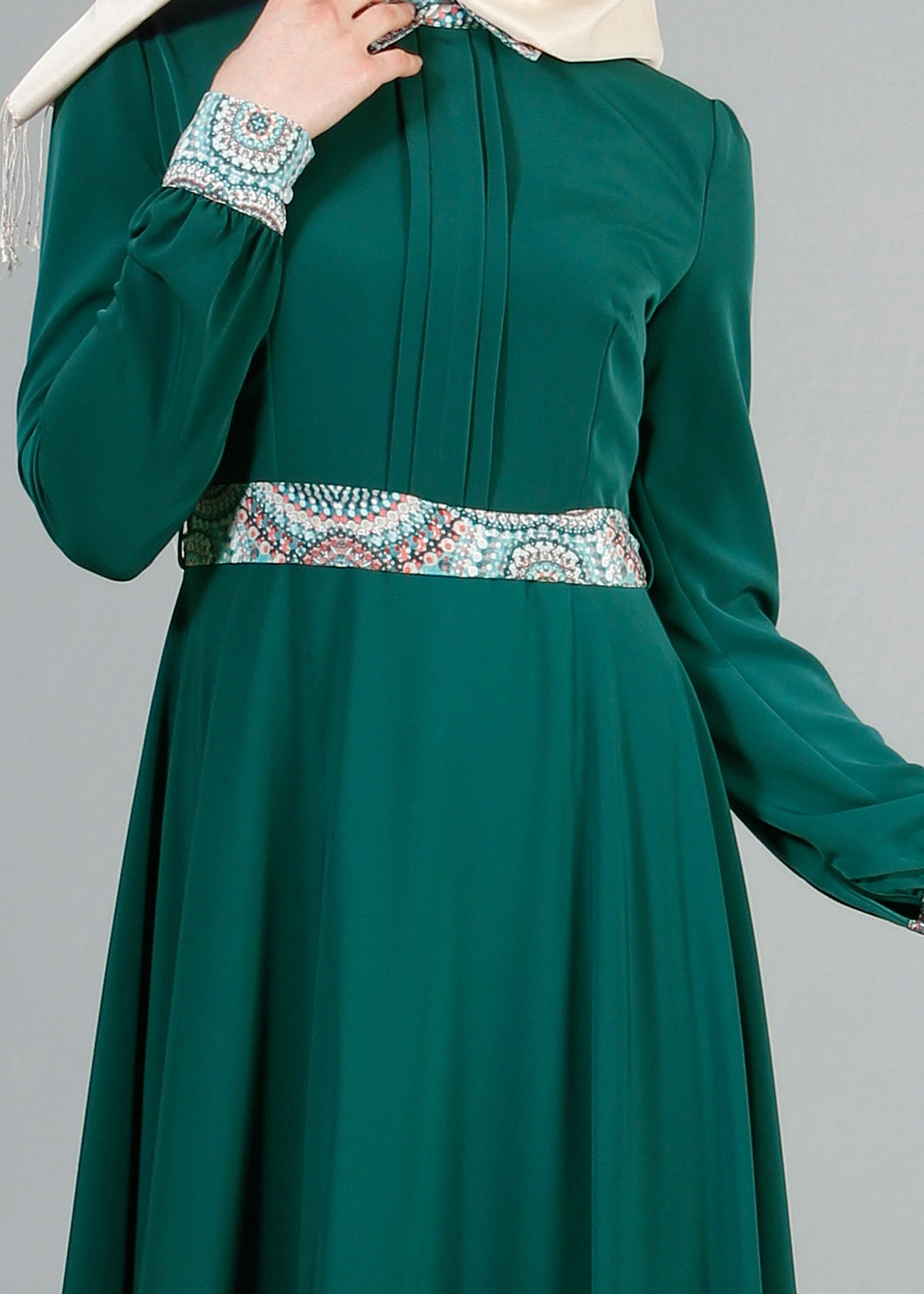 Tesettür giyim YEŞİL 4253 Criss Tesettür Elbise 38/46(38/40) TEK42