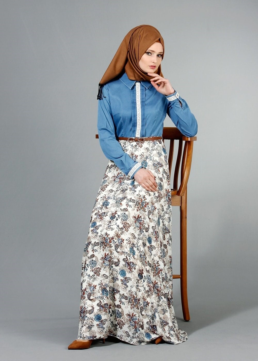 Tesettür giyim LACİVERT 4254 MAGLİA 9799 TESETTÜR ELBİSE 38/44