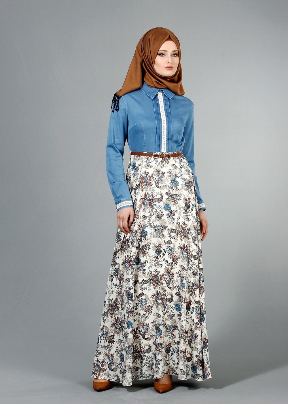 Tesettür giyim LACİVERT 4254 MAGLİA 9799 TESETTÜR ELBİSE 38/44