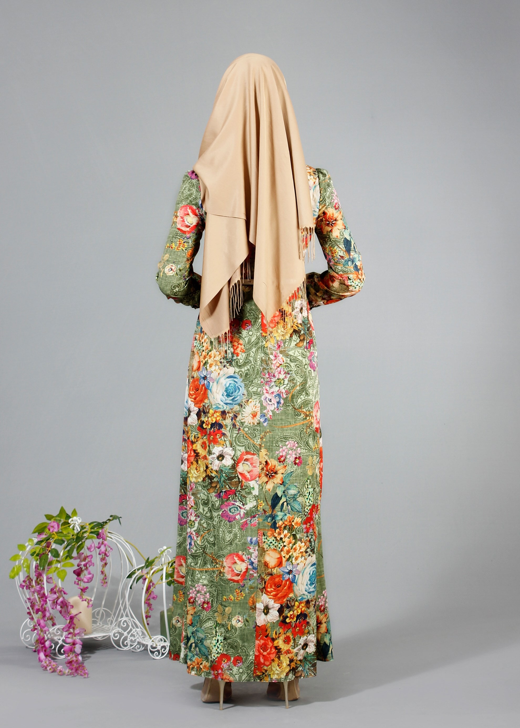 Tesettür giyim HAKİ 4277 Rosa Tesettür Elbise 36/44(38/40)