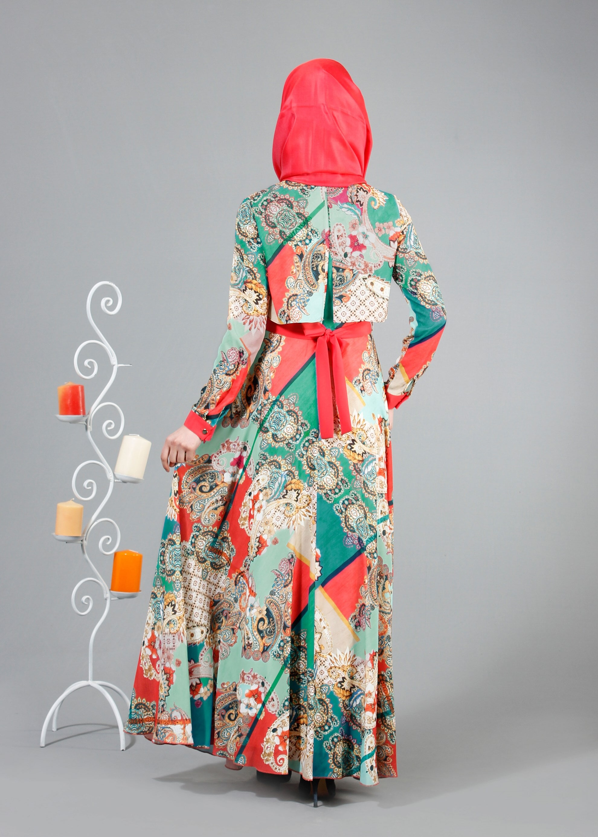 Tesettür giyim YEŞİL 4278 Maglia Tesettür Elbise 36/44(38-40) TEK38