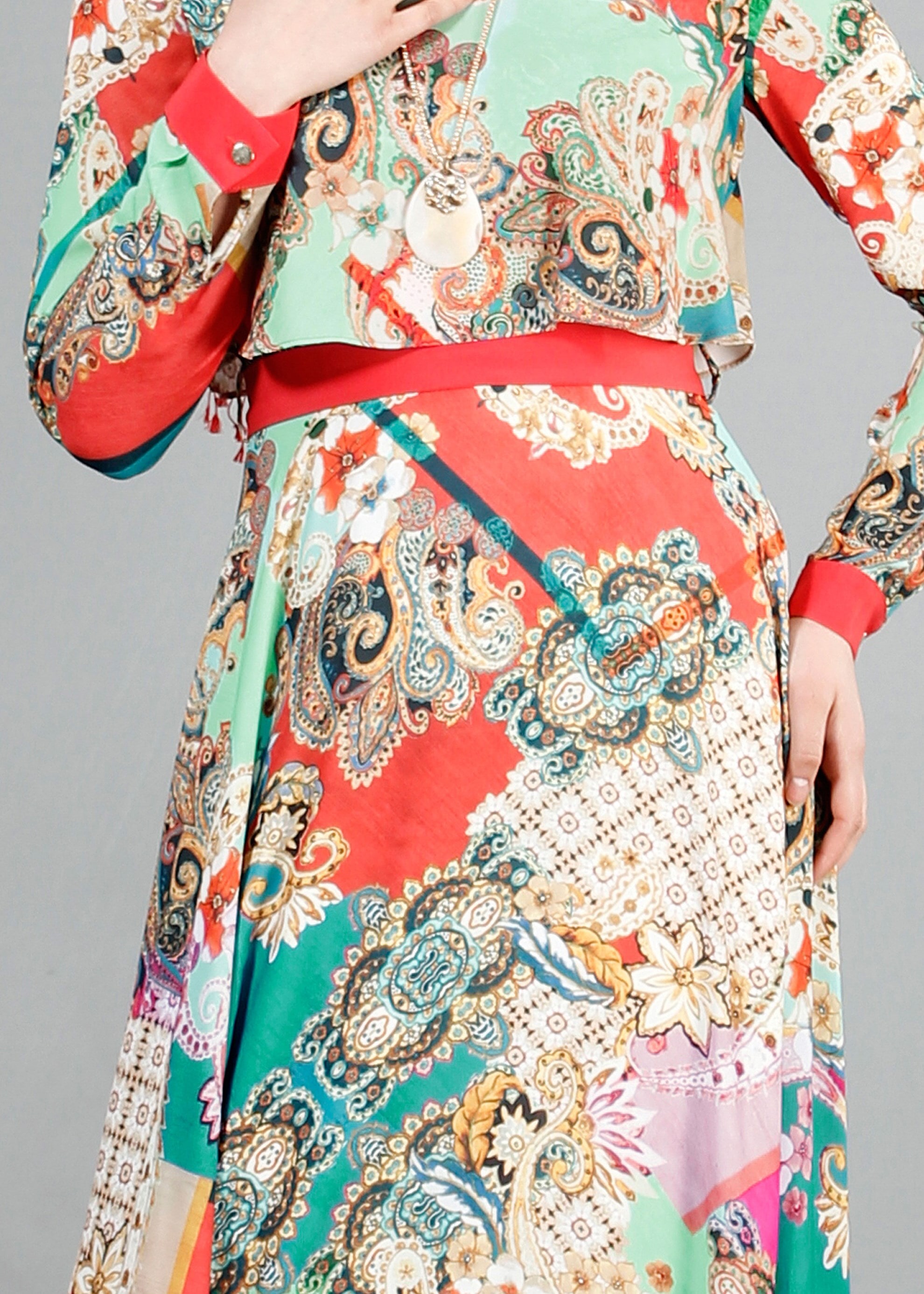 Tesettür giyim YEŞİL 4278 Maglia Tesettür Elbise 36/44(38-40) TEK38