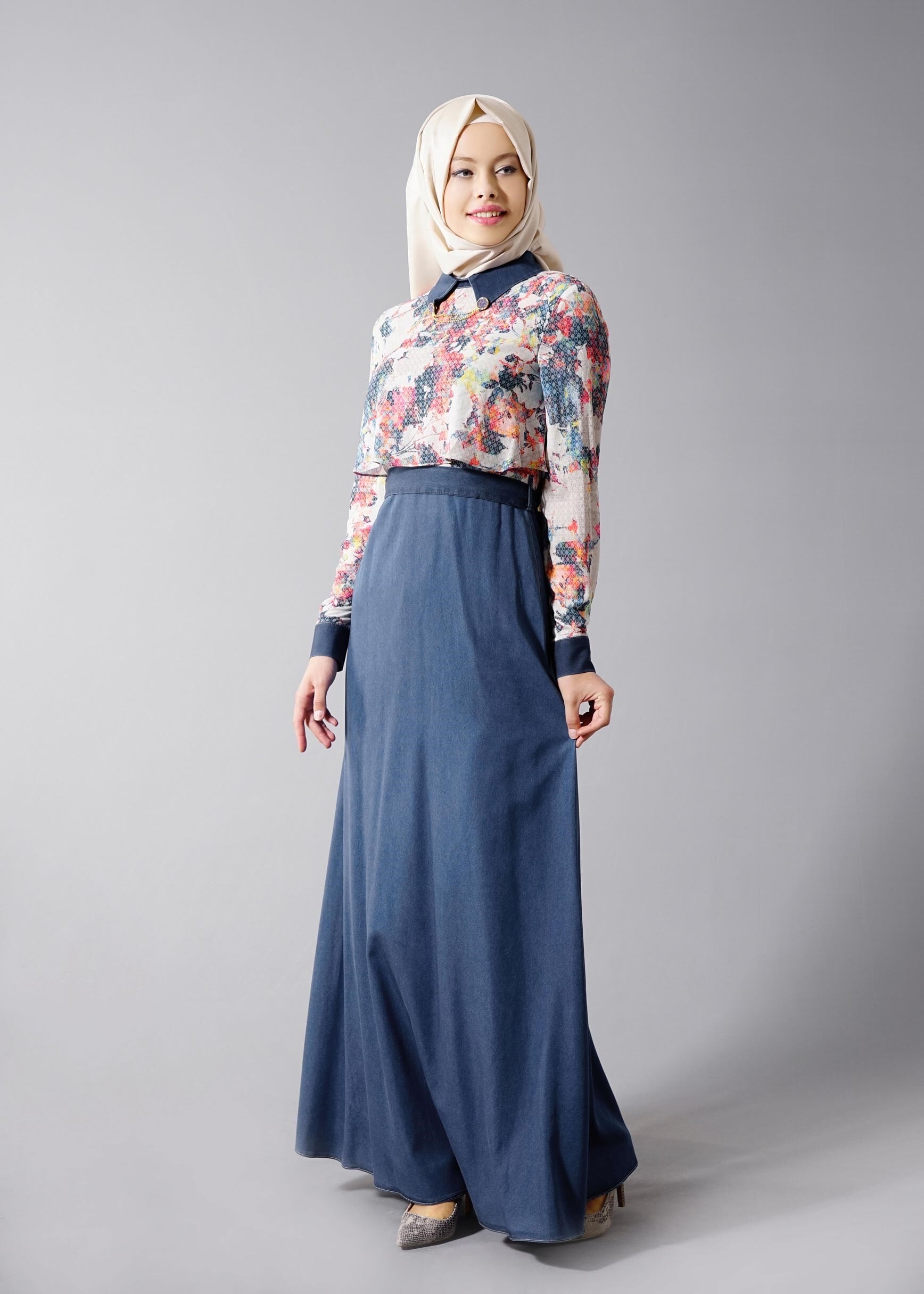 Tesettür giyim BEJ 4290 Capri 9957 Tesettür Elbise 36/44(38/40)