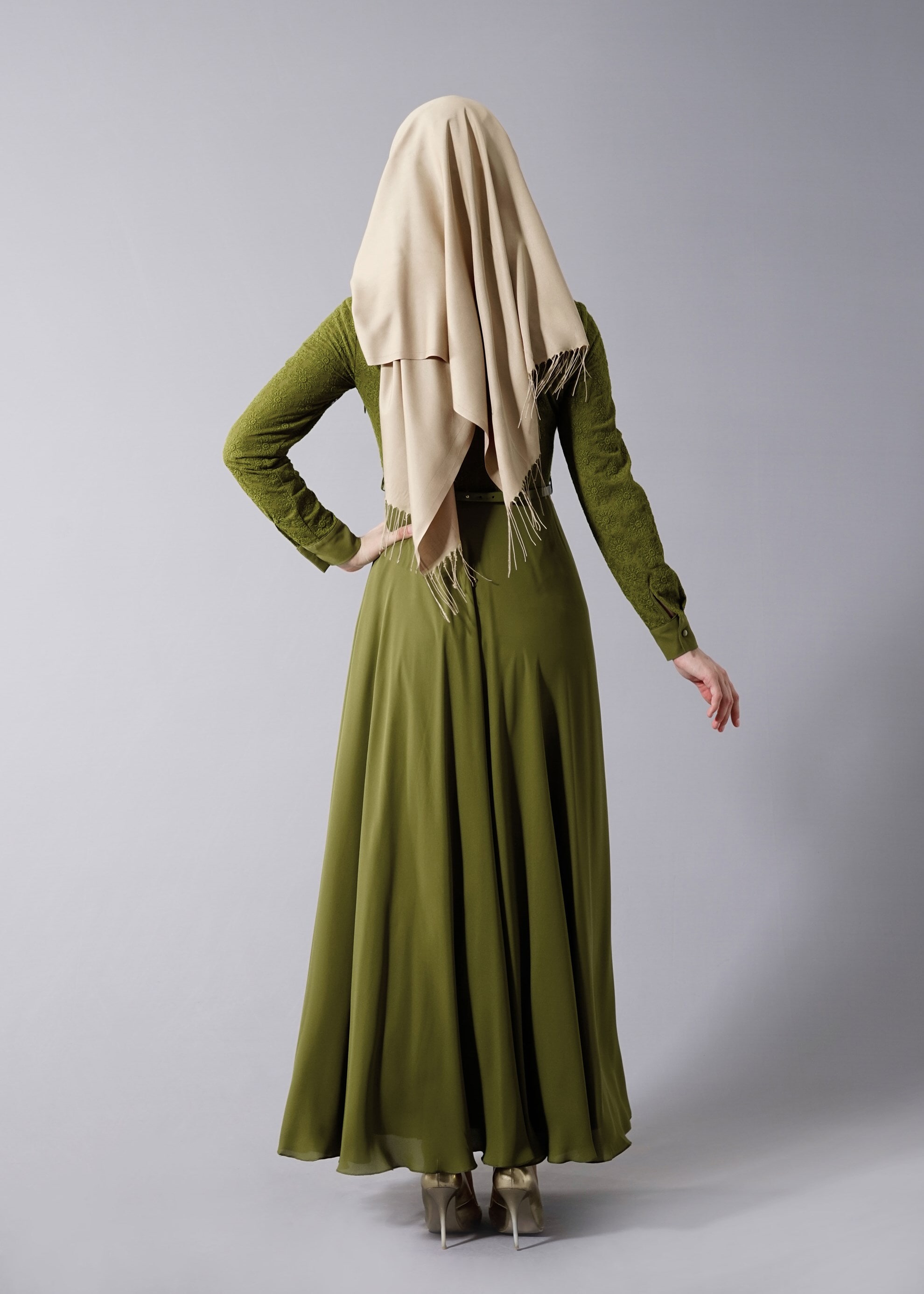 Tesettür giyim YEŞİL 4326 Esinti Tesettür Elbise 36/44(38-40) TEK38