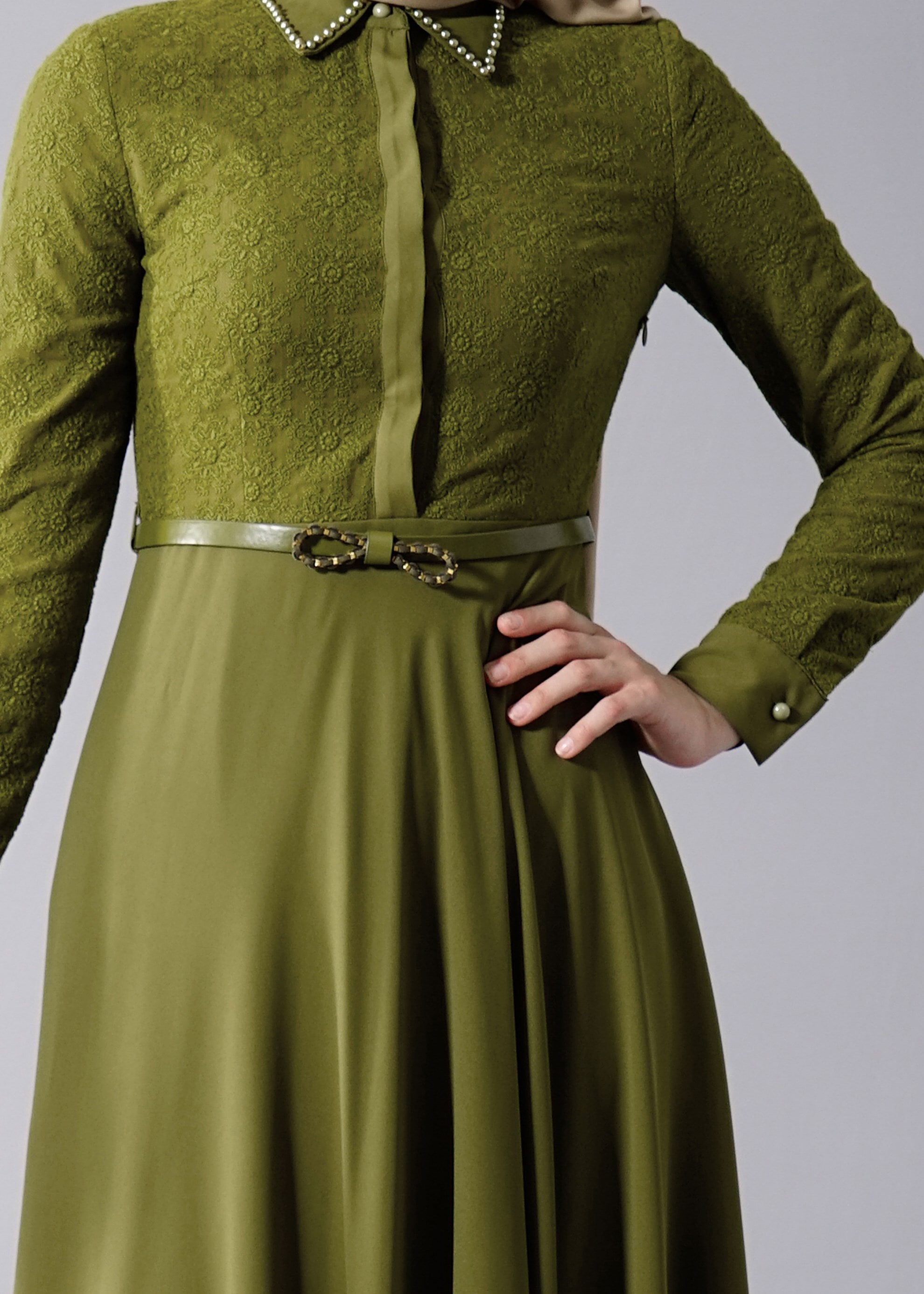 Tesettür giyim YEŞİL 4326 Esinti Tesettür Elbise 36/44(38-40) TEK38