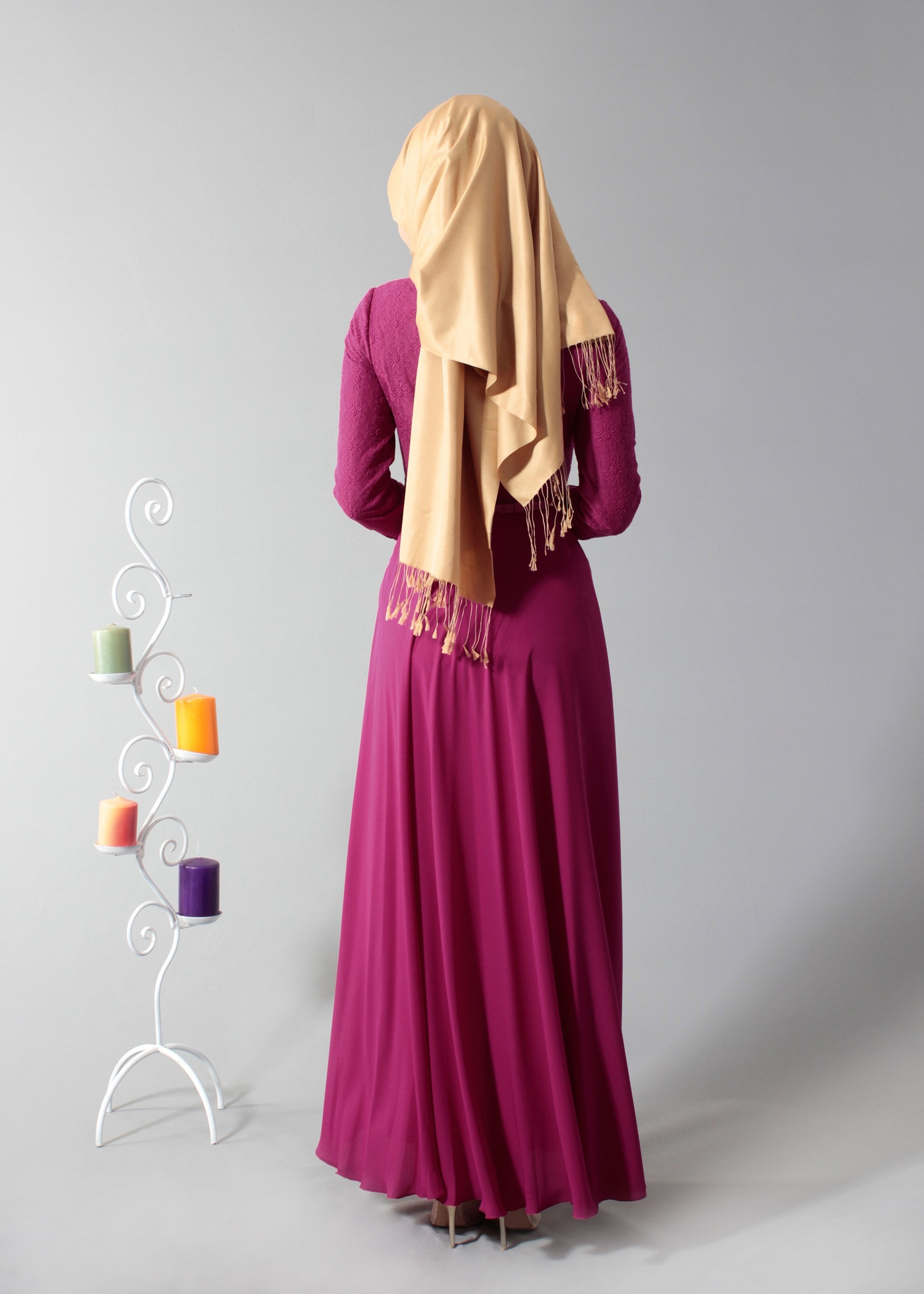 Tesettür giyim FUŞYA 4326 Esinti Tesettür Elbise 36/44(38-40) TEK38