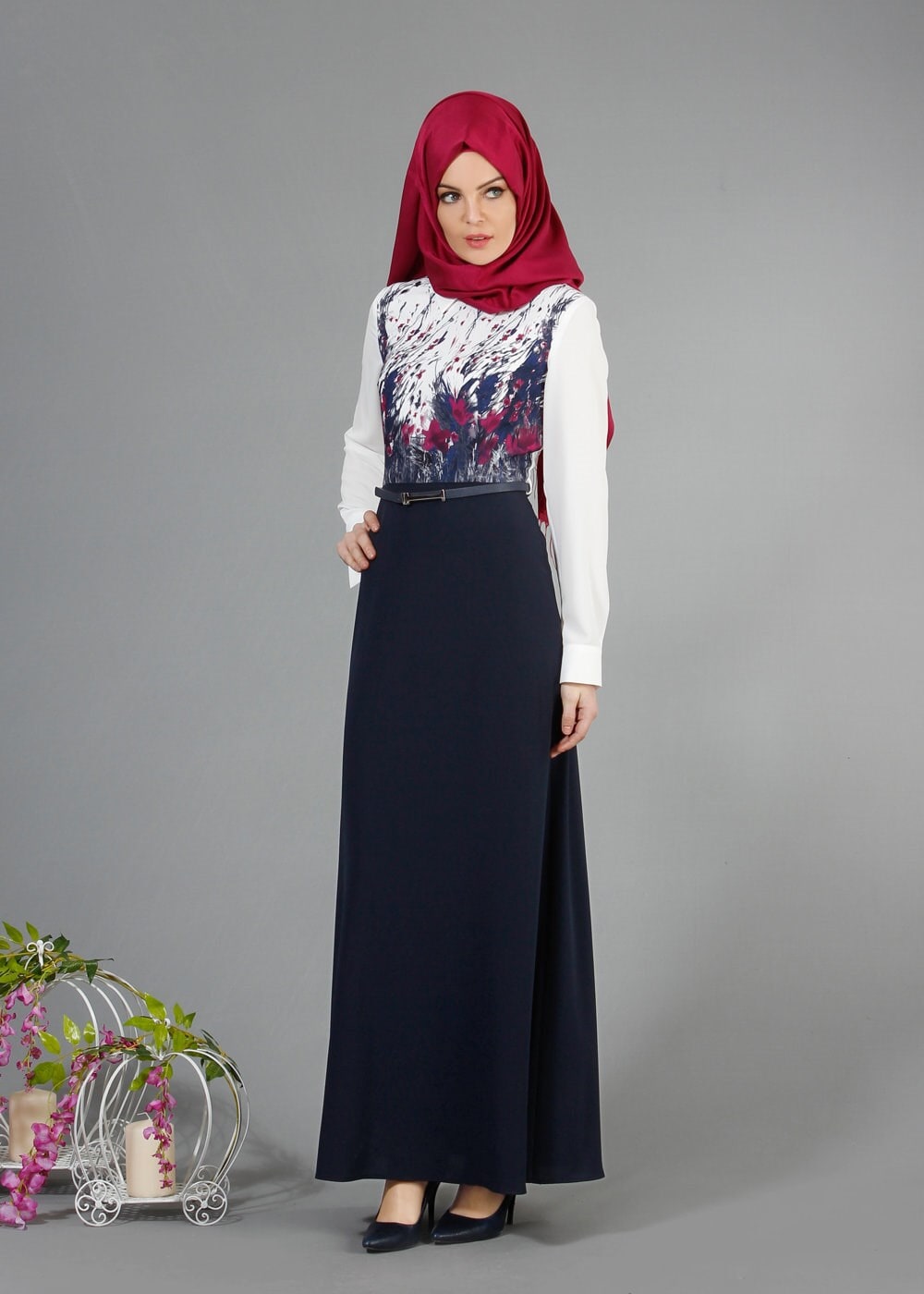 Tesettür giyim LACİVERT 4327 Criss Tesettür Elbise 38/46(38/40) TEK36