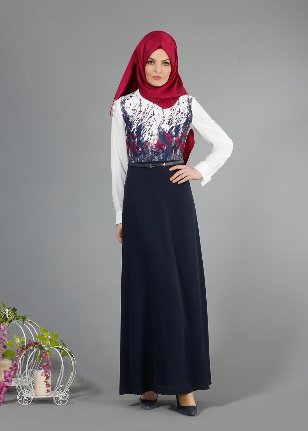 Tesettür giyim LACİVERT 4327 Criss Tesettür Elbise 38/46(38/40) TEK36