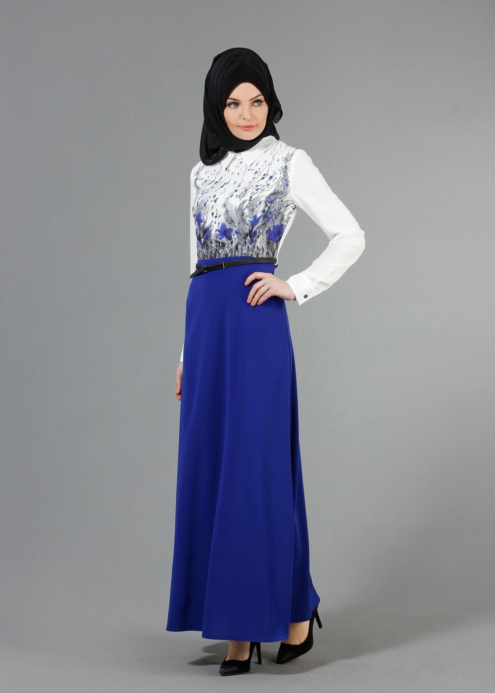 Tesettür giyim MAVİ 4327 Criss Tesettür Elbise 38/46(38/40) TEK36