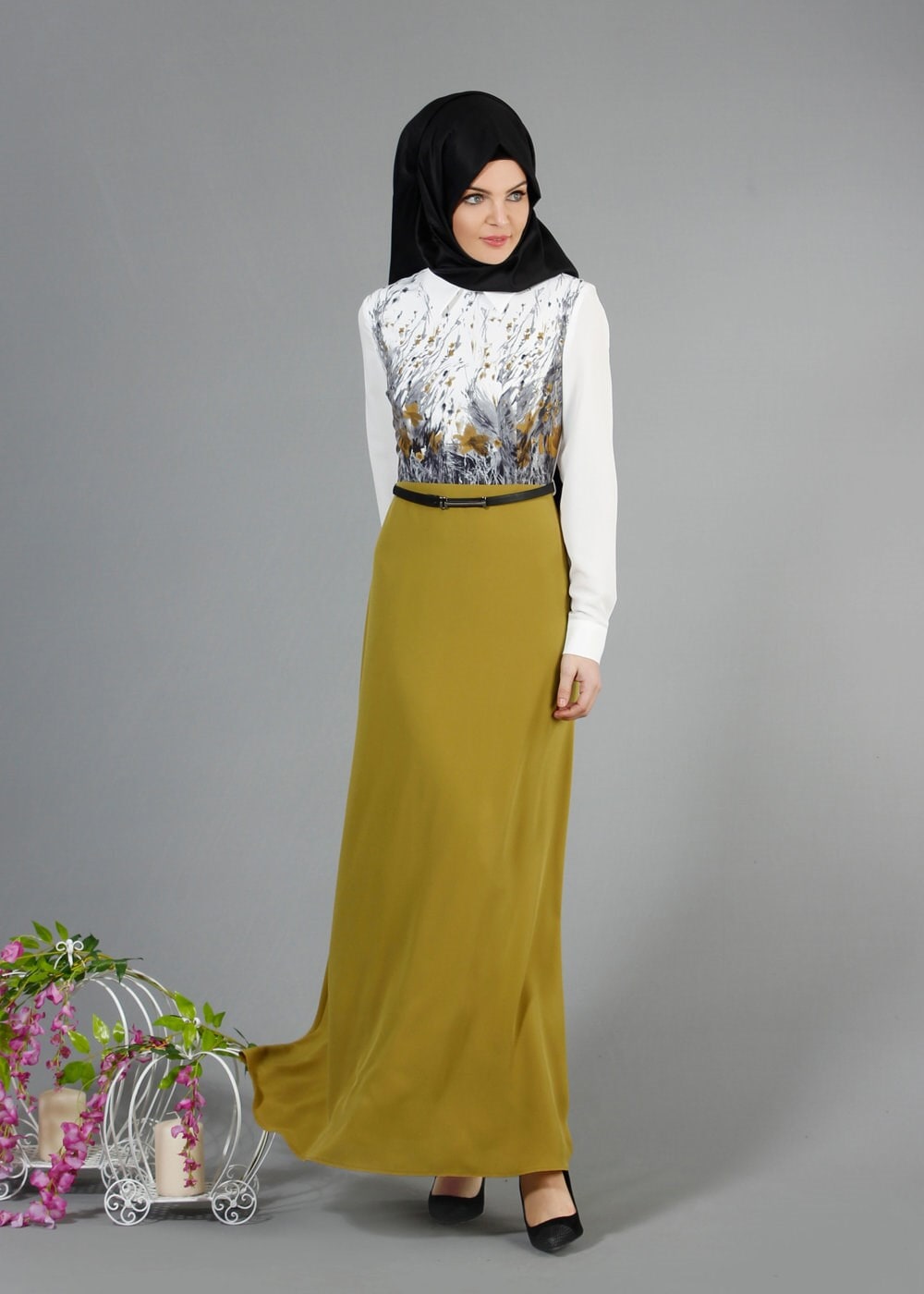 Tesettür giyim YEŞİL 4327 Criss Tesettür Elbise 38/46(38/40) TEK36