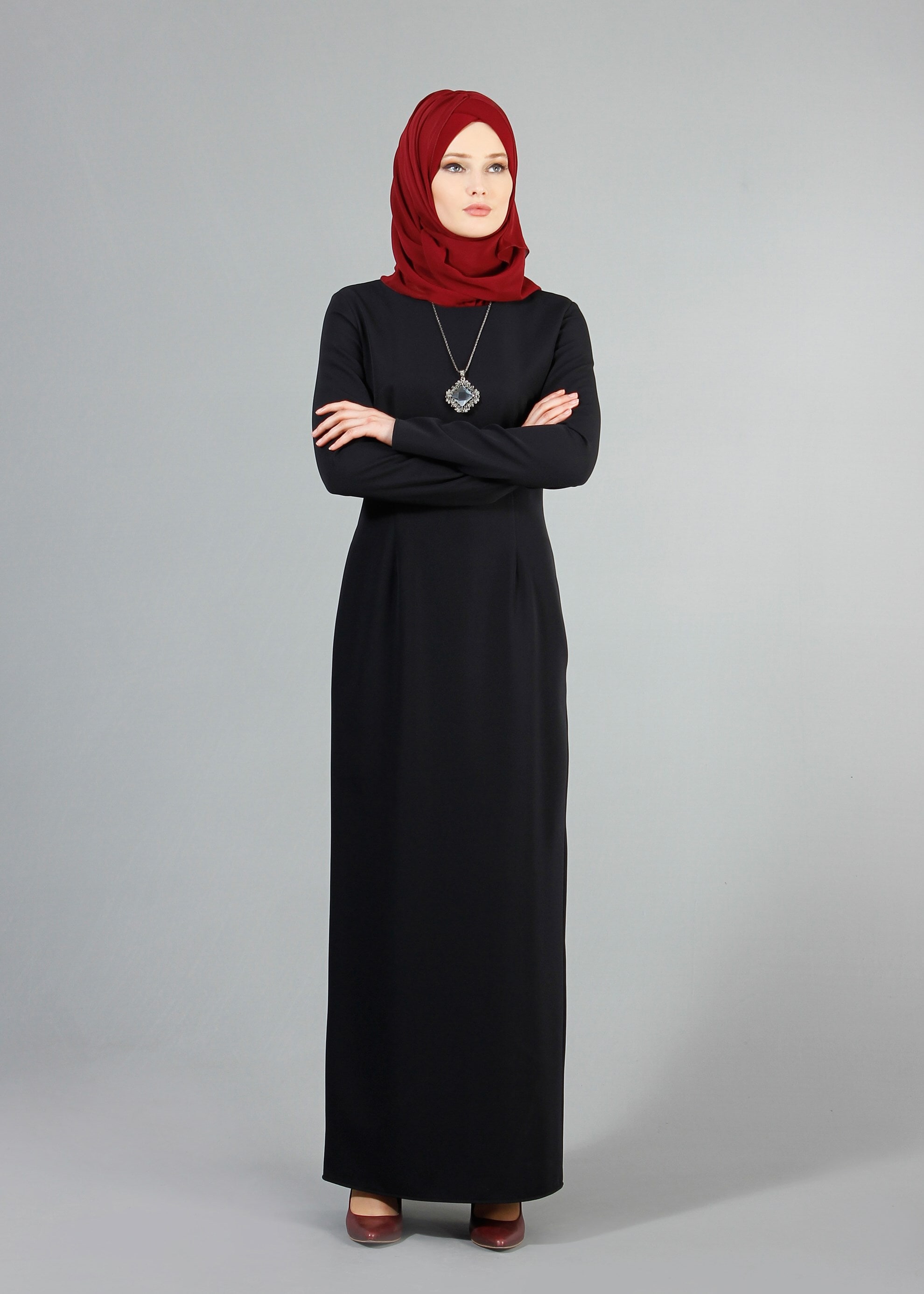 Tesettür giyim SİYAH 4330 Dilma Tesettür Elbise 36/44(38/40) TEK42