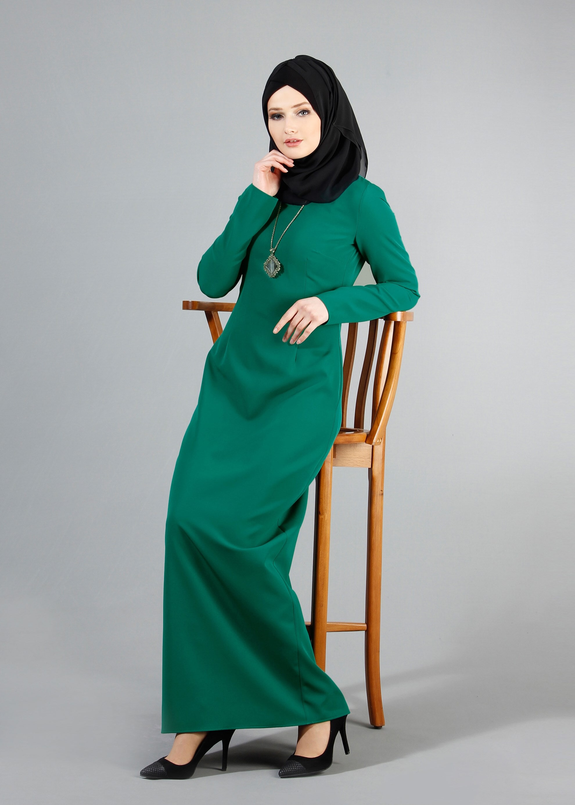 Tesettür giyim YEŞİL 4330 Dilma Tesettür Elbise 36/44(38/40) TEK42