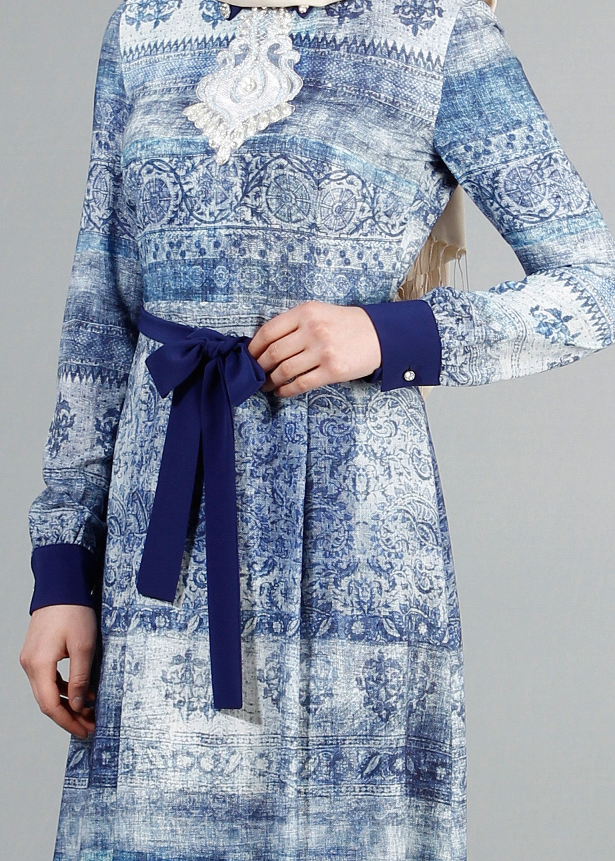 Tesettür giyim LACİVERT 4349 Rosa Tesettür Elbise 38/46(38-40) TEK36