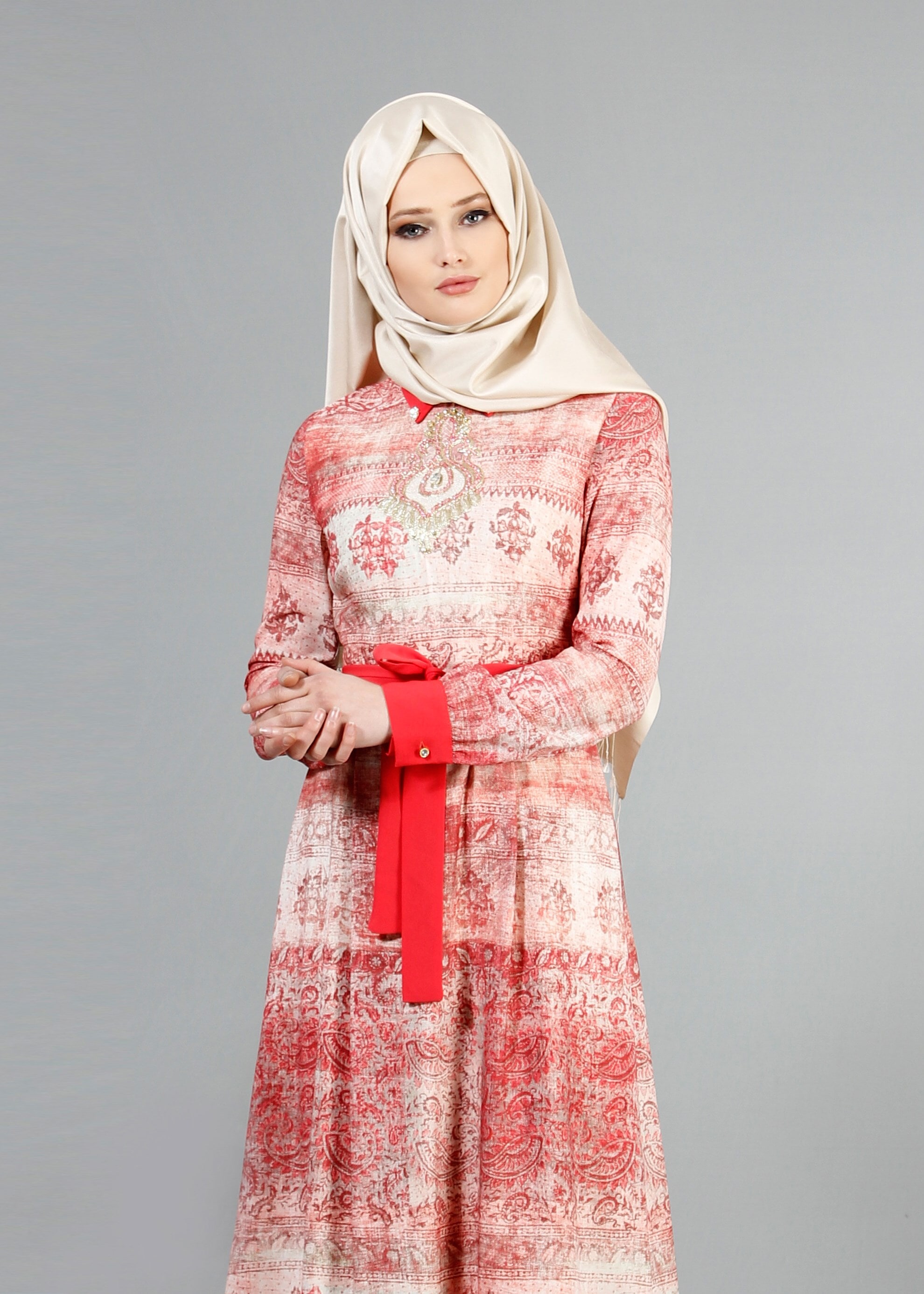 Tesettür giyim MERCAN 4349 Rosa Tesettür Elbise 38/46(38-40) TEK36