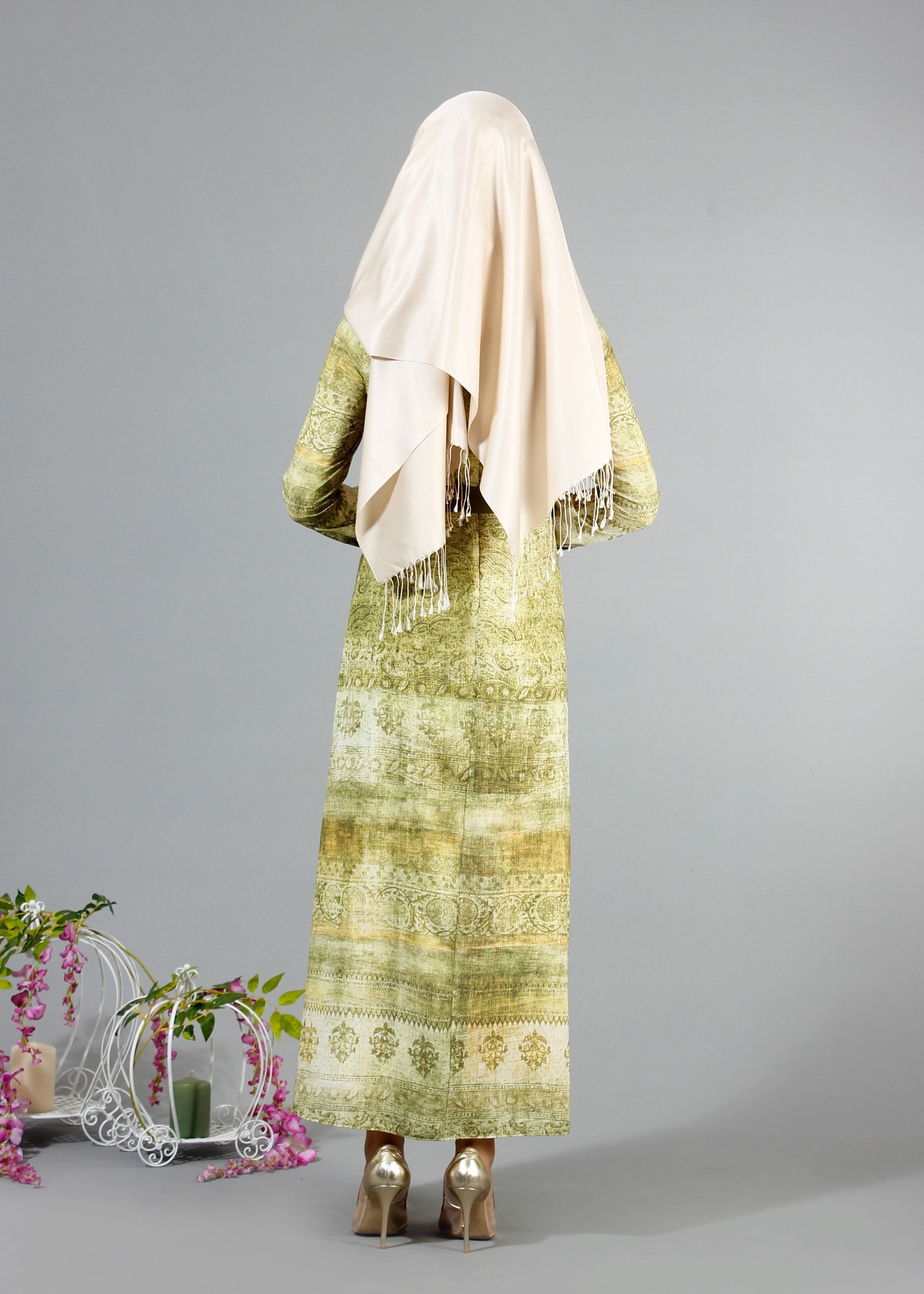 Tesettür giyim YEŞİL 4349 Rosa Tesettür Elbise 38/46(38-40) TEK36