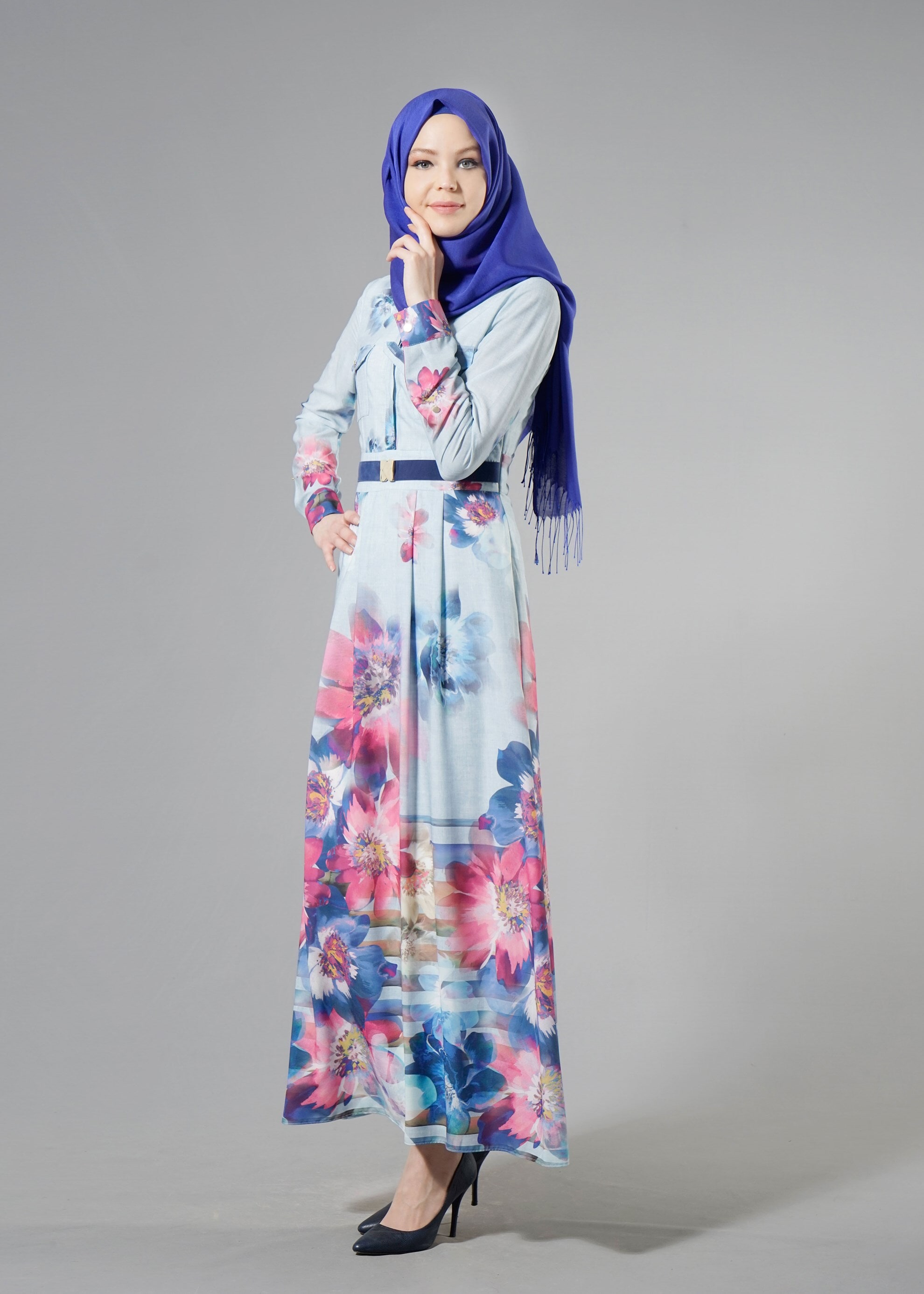 Tesettür giyim MAVİ 4413 ROSA 9960 TESETTÜR ELBİSE 36/44(38-40) TEK42