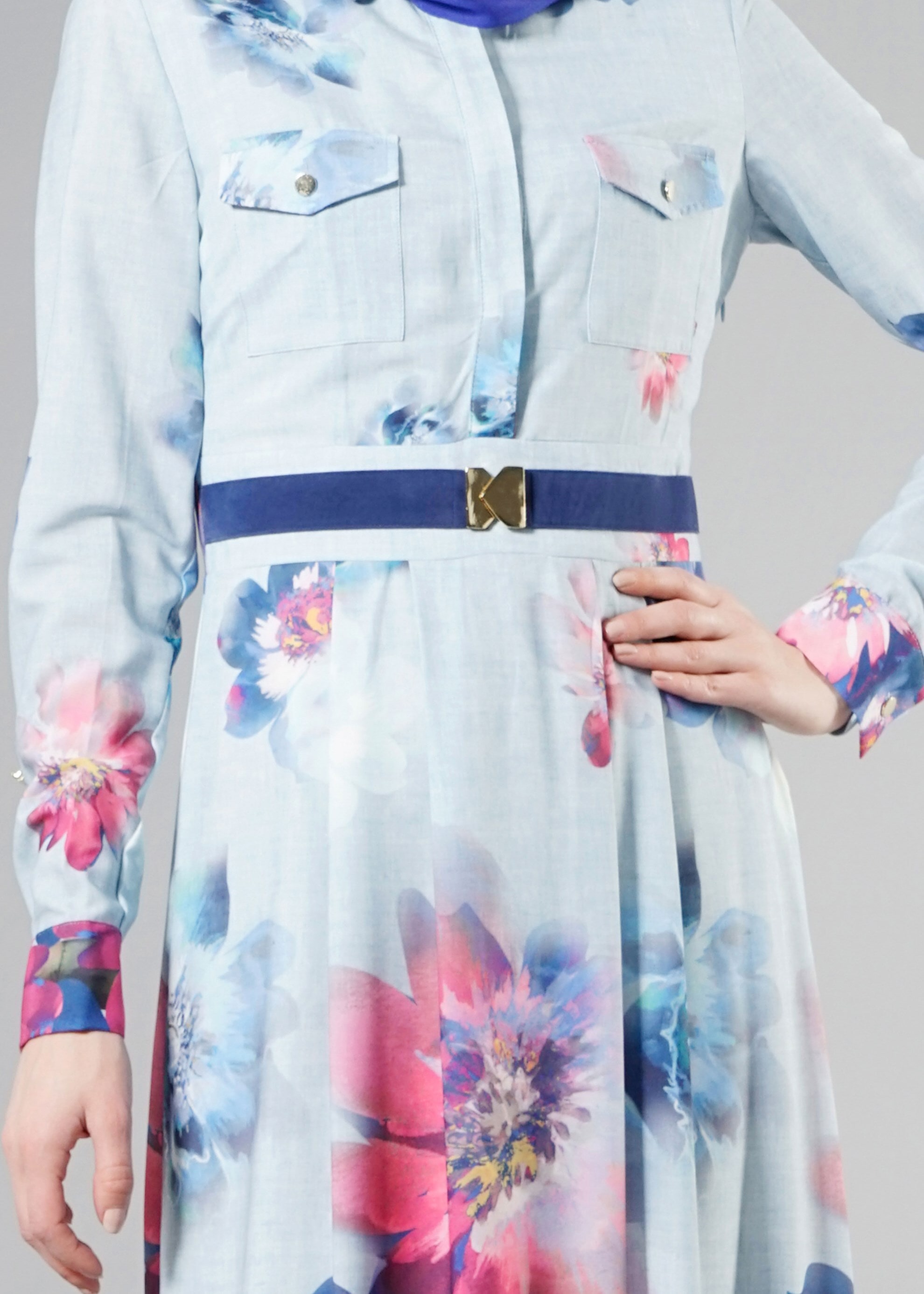 Tesettür giyim MAVİ 4413 ROSA 9960 TESETTÜR ELBİSE 36/44(38-40) TEK42