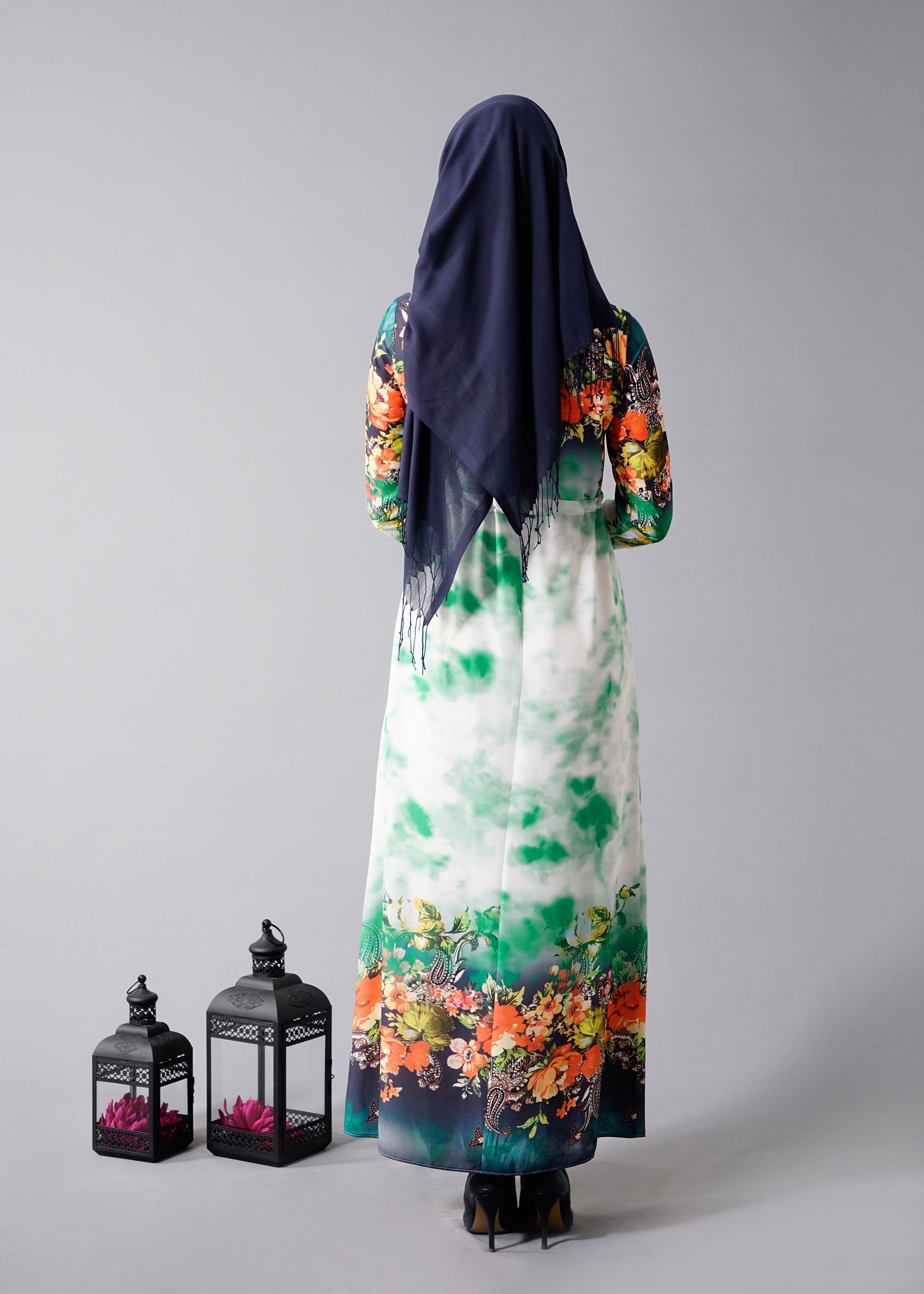 Tesettür giyim YEŞİL 4415 Queen 3115 Tesettür  Elbise 36/44 TEK40