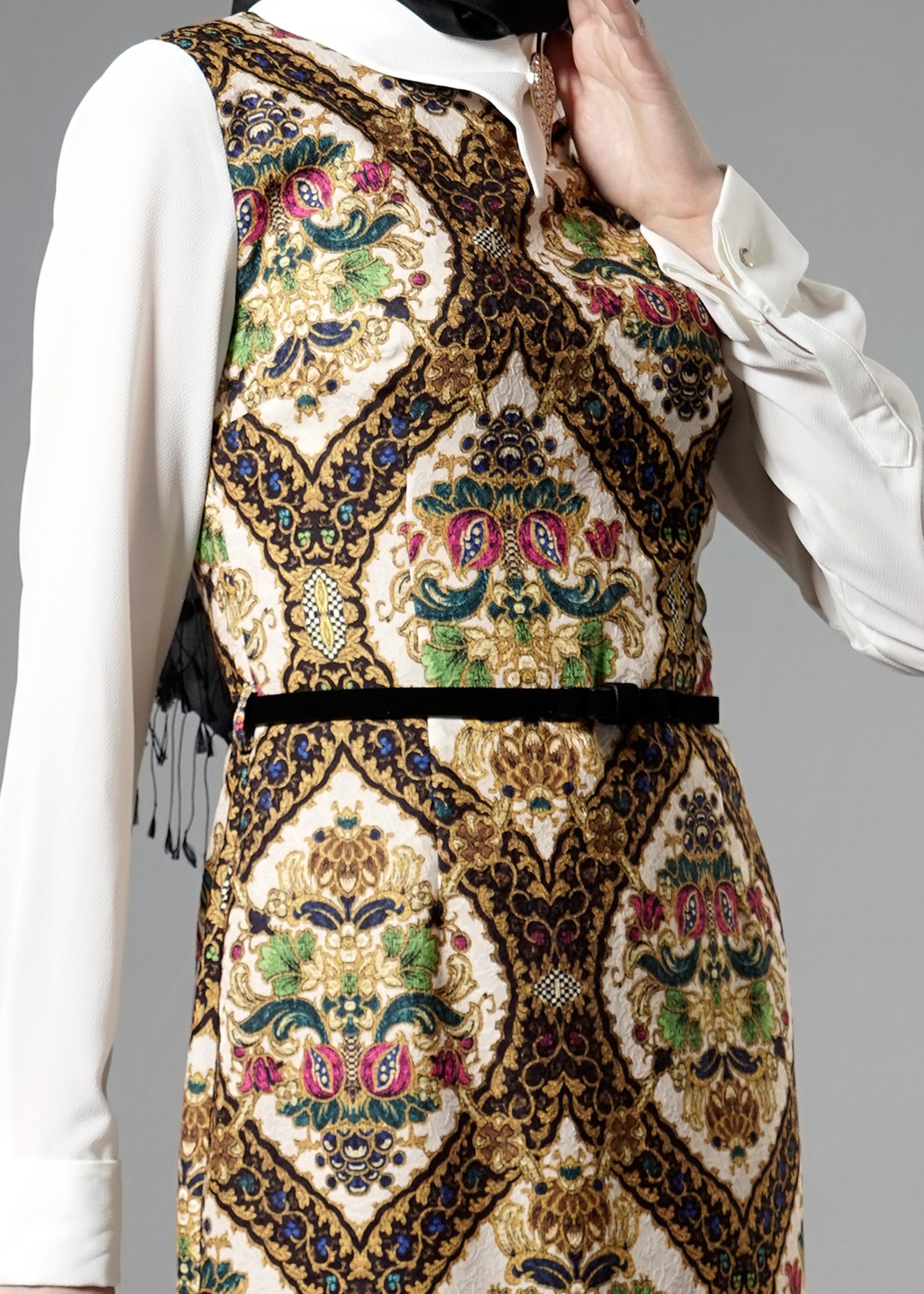 Tesettür giyim SİYAH 4483 Almina Tesettür Elbise 38/42 (38)