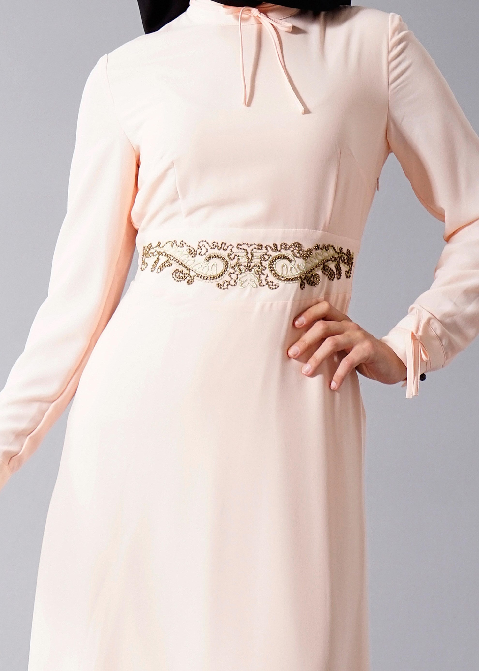 Tesettür giyim PUDRA 4491 Criss Tesettür Elbise 38/44 TEK40