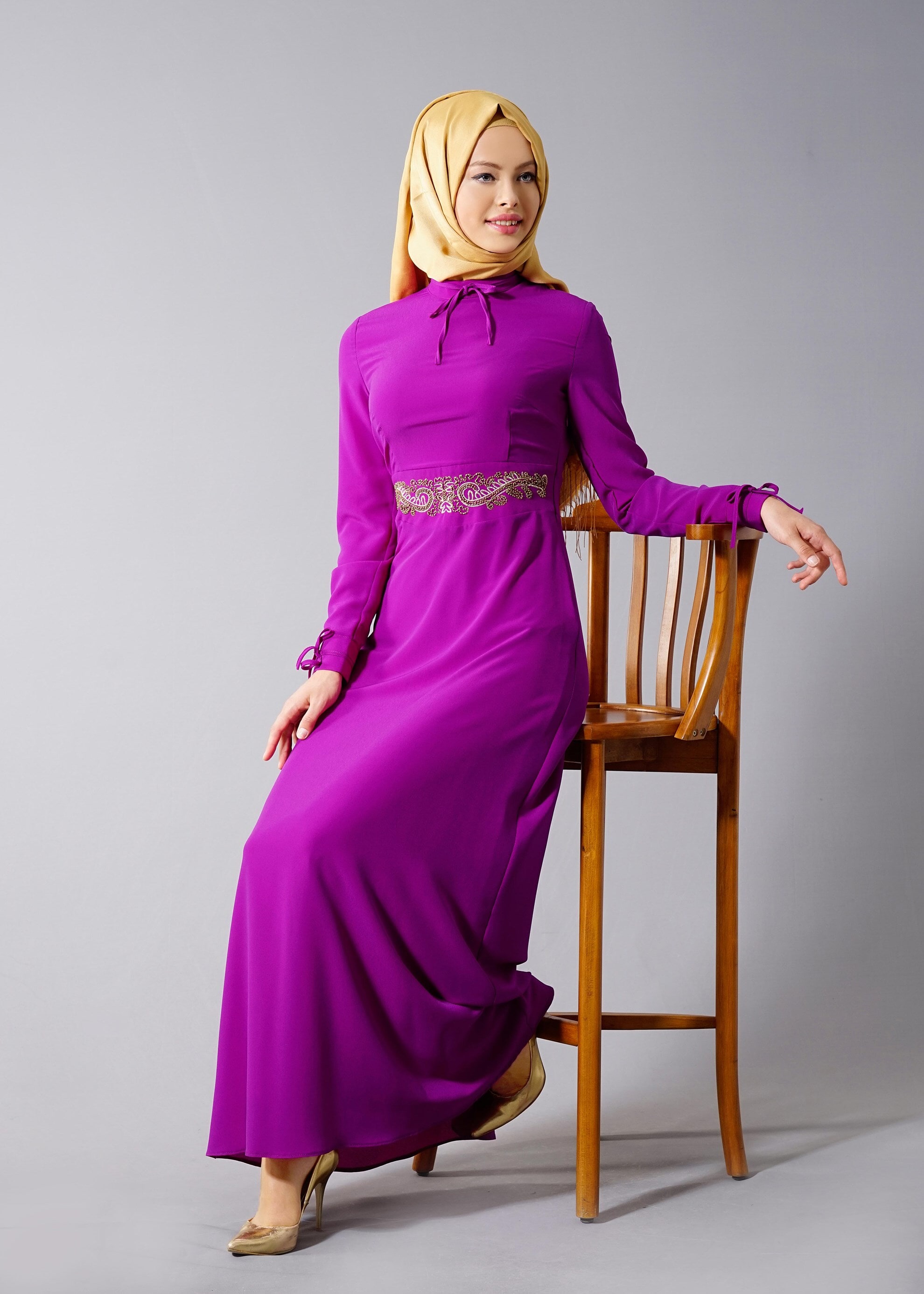 Tesettür giyim MOR 4491 Criss Tesettür Elbise 38/44 TEK40