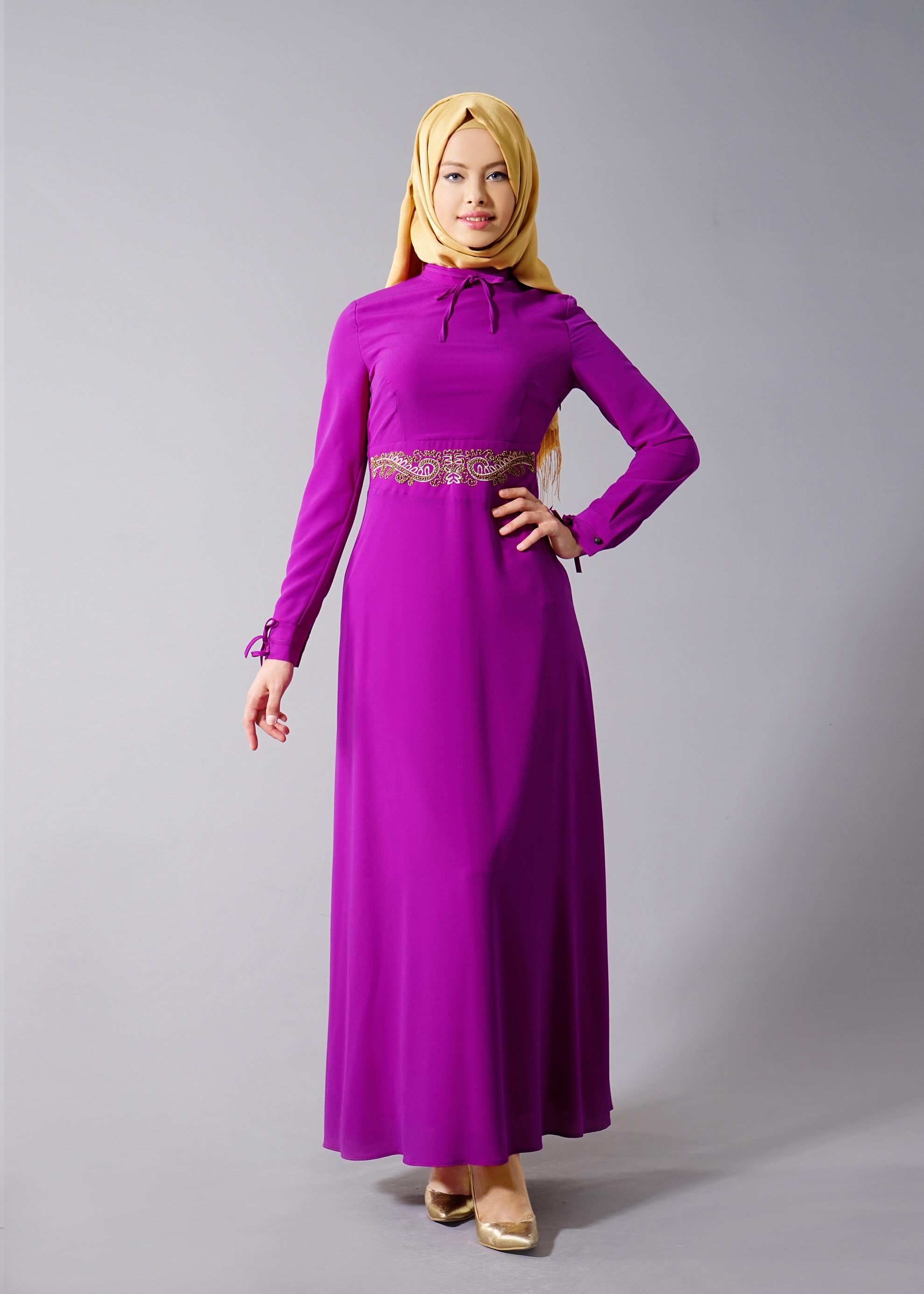 Tesettür giyim MOR 4491 Criss Tesettür Elbise 38/44 TEK40