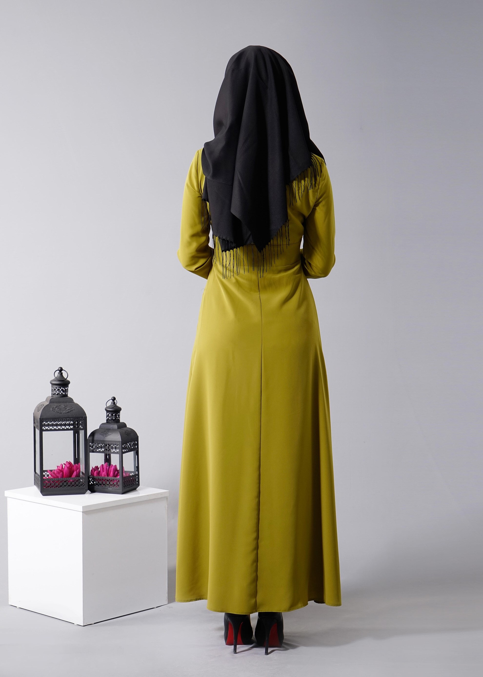 Tesettür giyim YEŞİL 4491 Criss Tesettür Elbise 38/44 TEK40