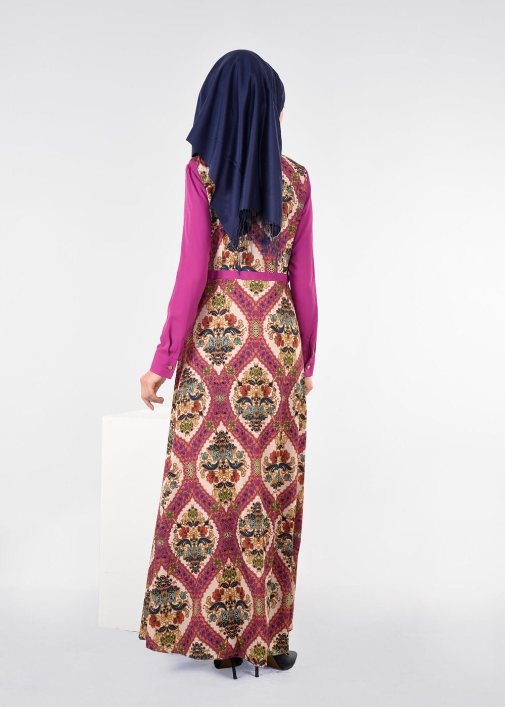 Tesettür giyim FUŞYA 4496 MOROCCO 30011 2&prime;Lİ TESETTÜR ELBİSE 38/46 TEK40