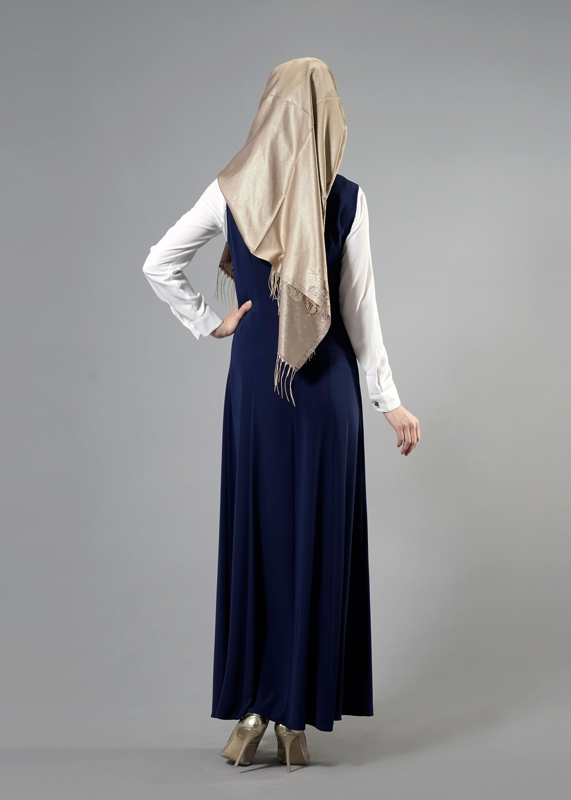 Tesettür giyim LACİVERT 4497 New Alya 2&prime;li Tesettür Elbise 36/44(38-40) TEK42