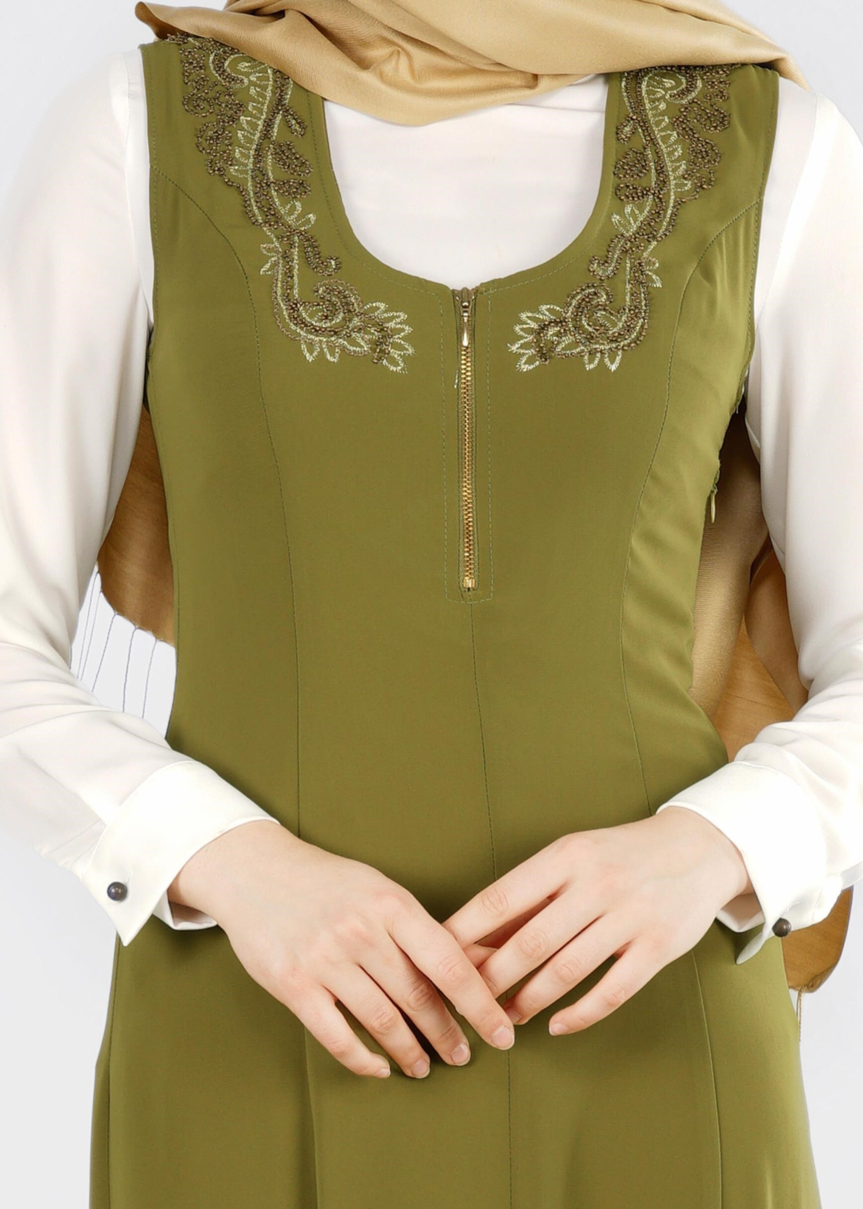 Tesettür giyim YEŞİL 4497 New Alya 2&prime;li Tesettür Elbise 36/44(38-40) TEK42