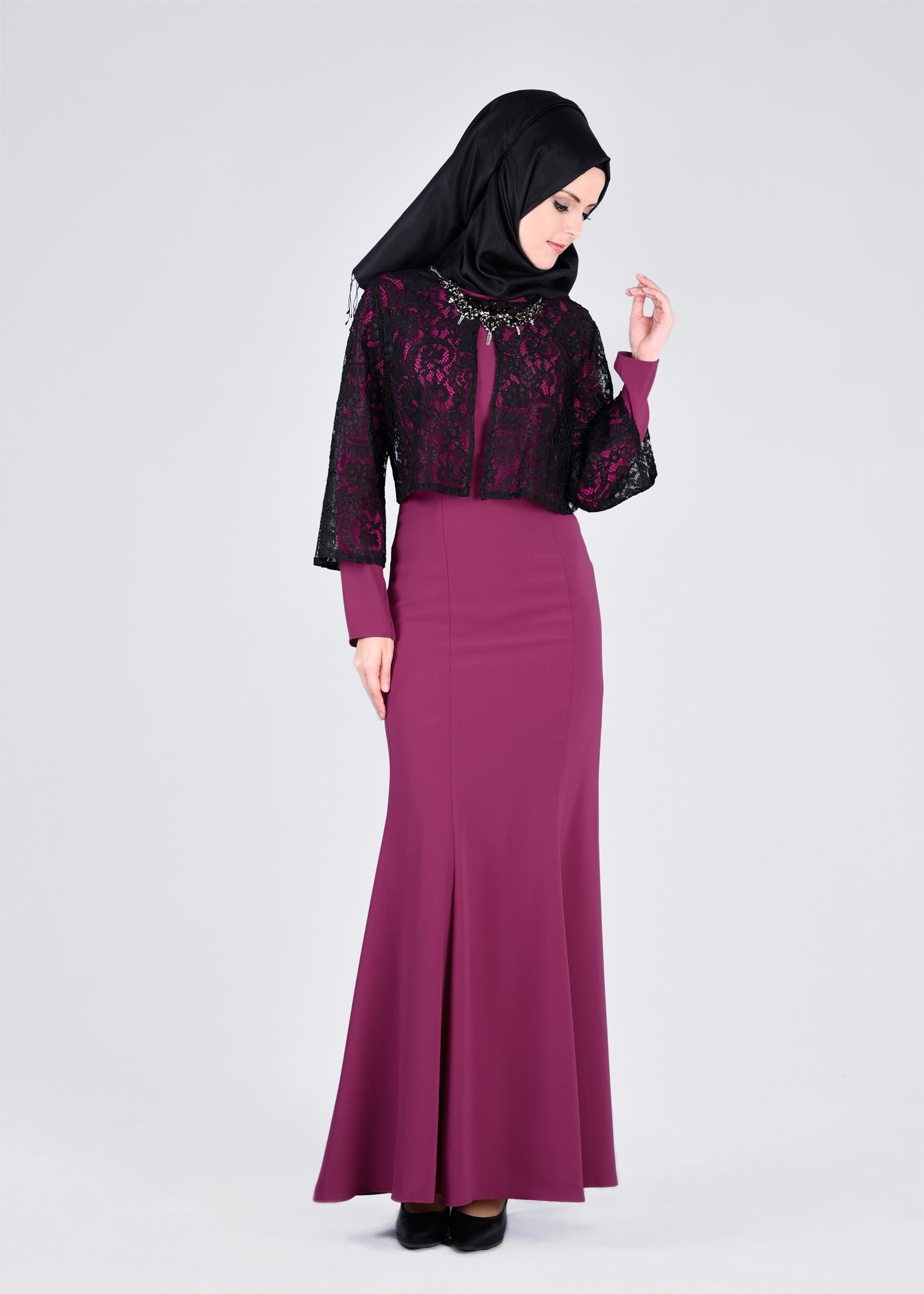 Tesettür giyim MOR 4560 ELVAN 3731 2&prime;Lİ TESETTÜR ELBİSE 38/44 TEK38